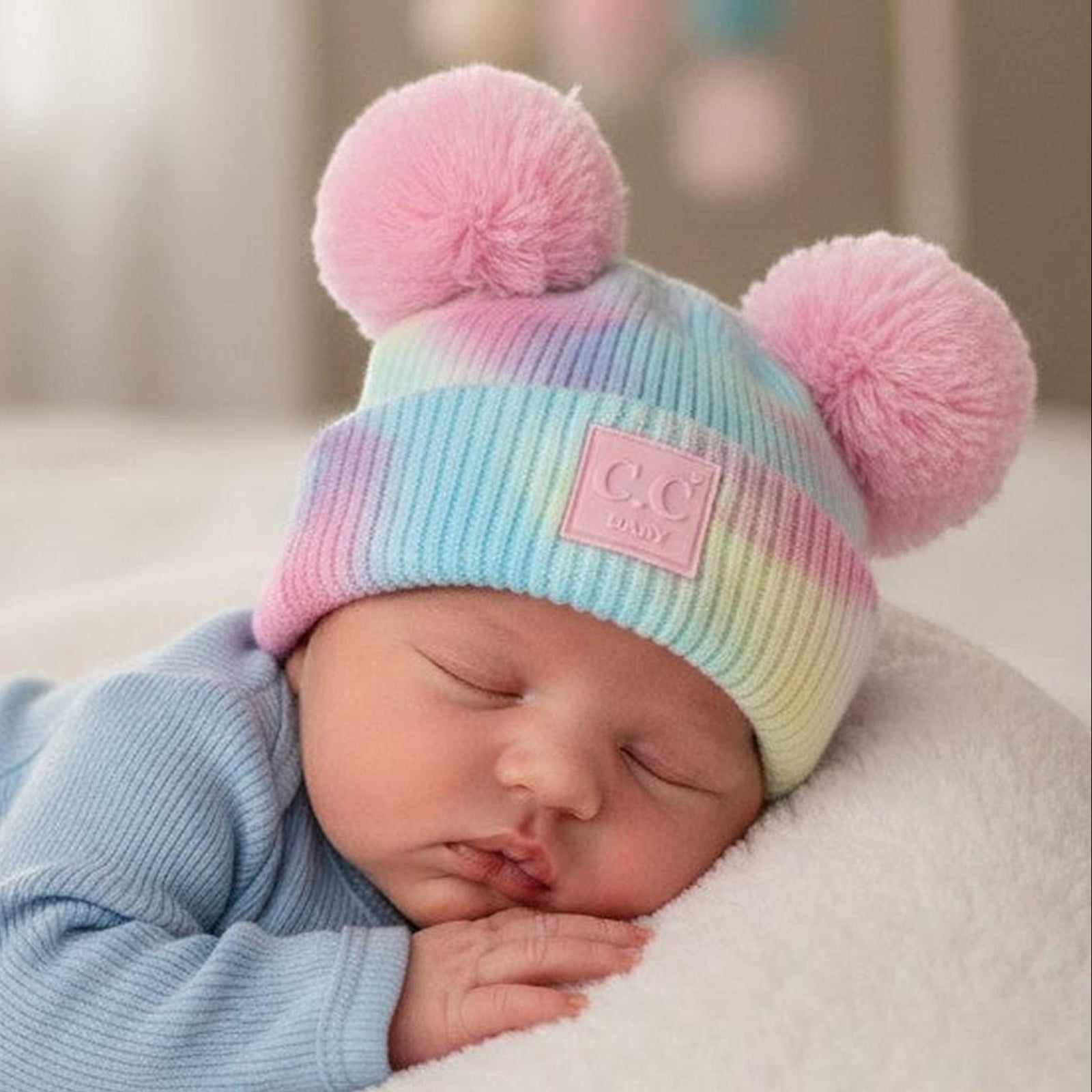 CC Baby Pom Pom Tie-Dye Beanies Hats