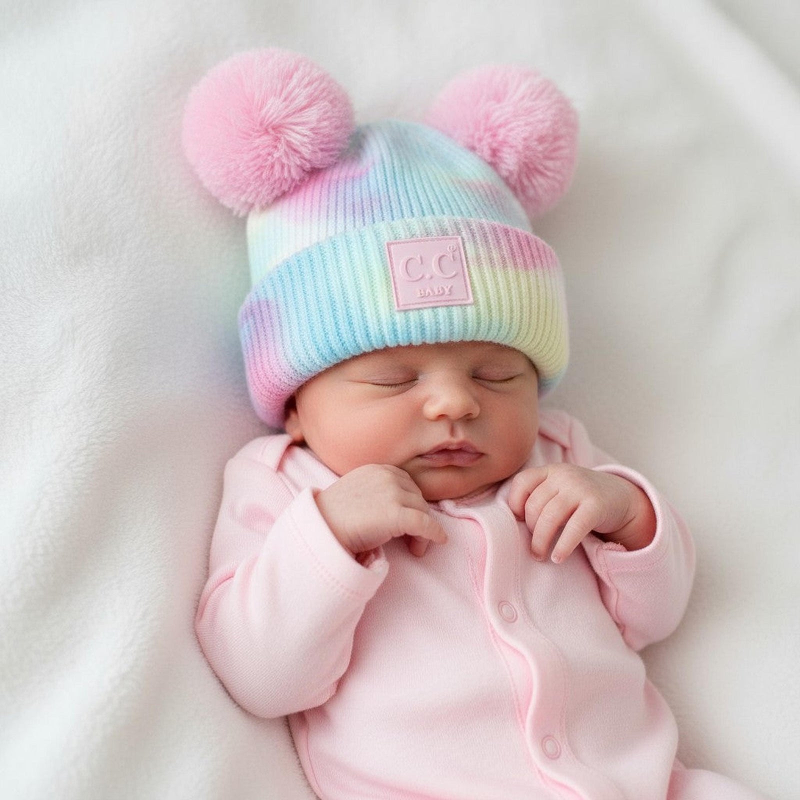 CC Baby Pom Pom Tie-Dye Beanies Hats