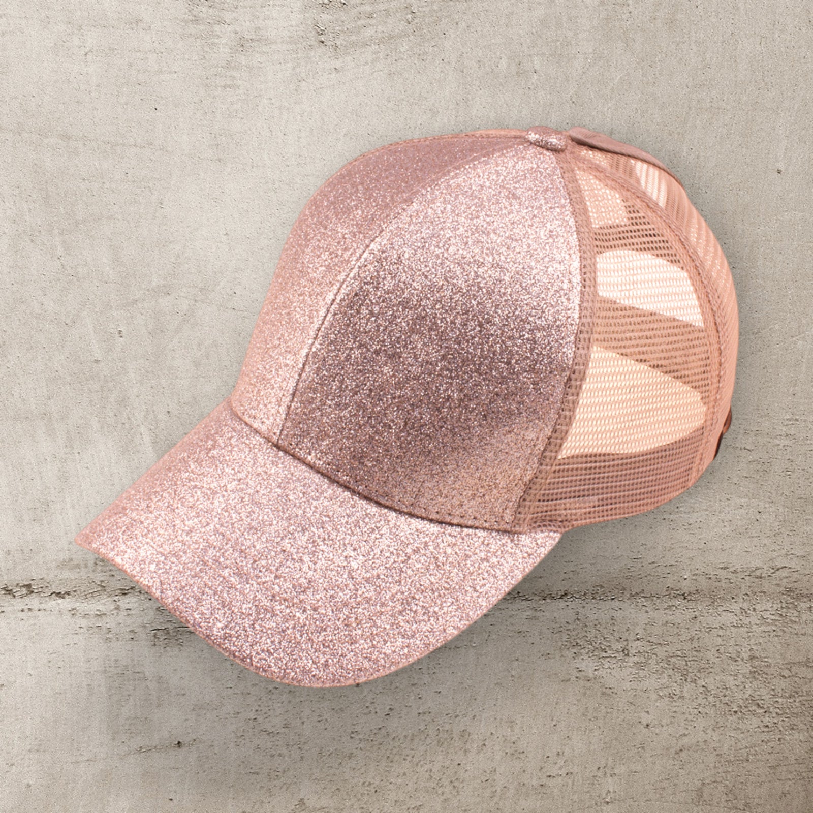 CC Kids Glitter Pony Cap - Sparkle Baseball Hat with Ponytail Opening