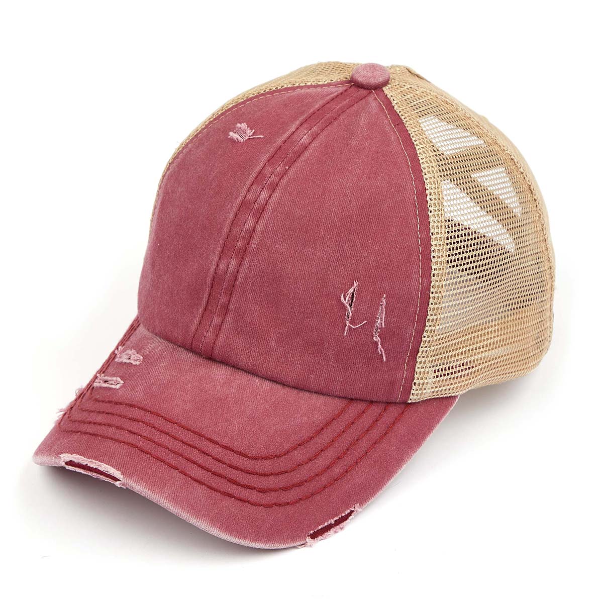 C.C® Multi-Level Criss Cross Ponytail Cap - Women's Baseball Hat for Braids & Buns