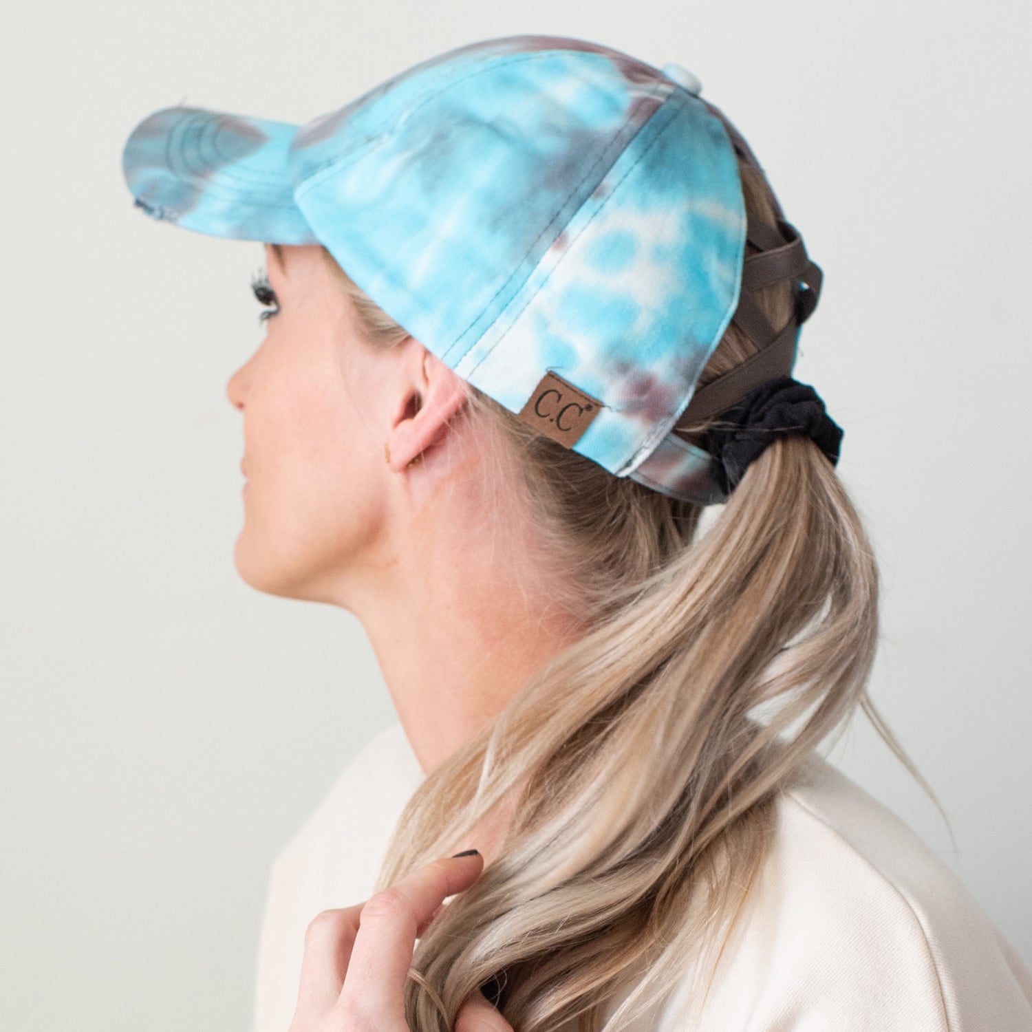 C.C® Criss Cross Ponytail Cap - Women's Cotton Baseball Hat for Ponytails & Braids