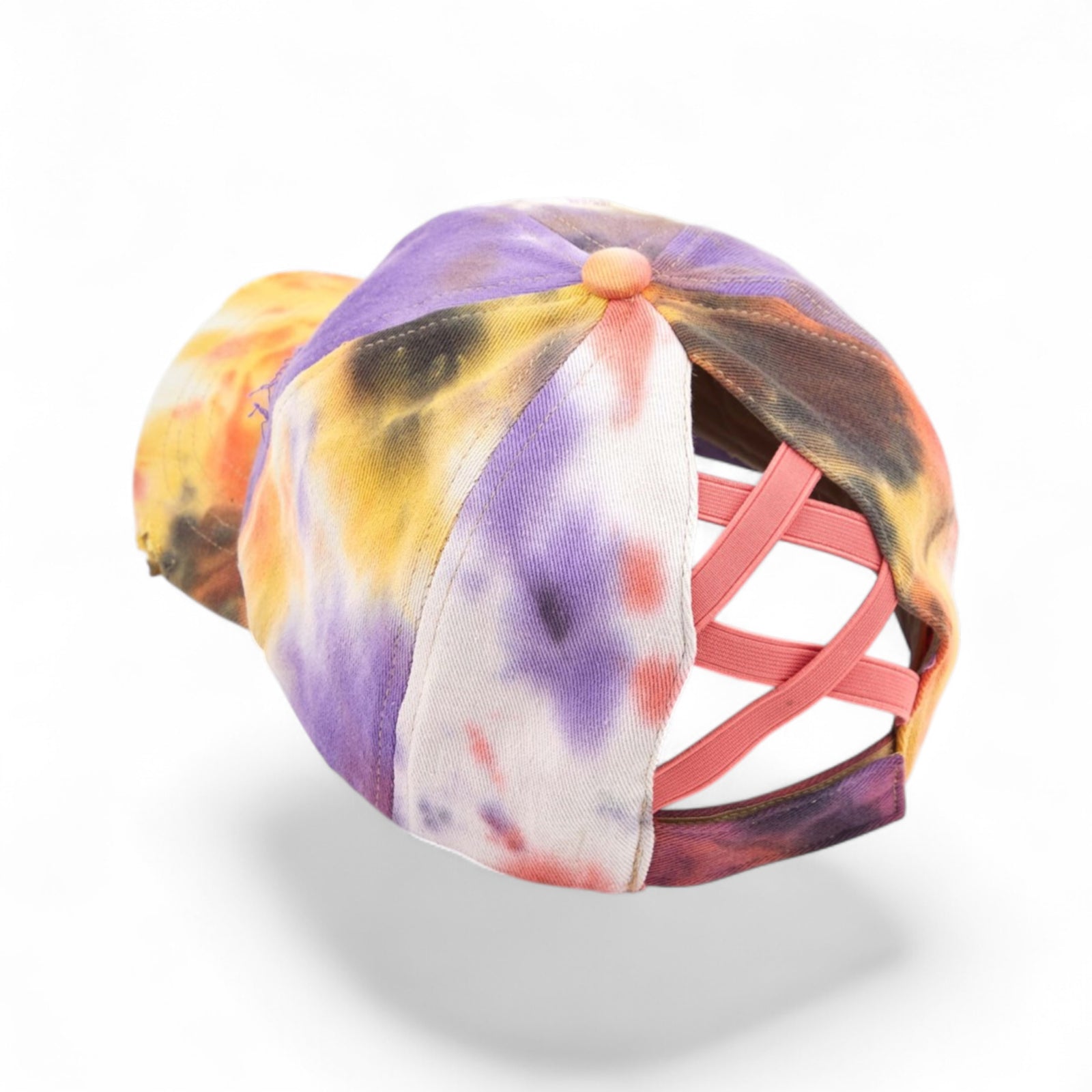 Colorful tie-dye dog muzzle on a white background