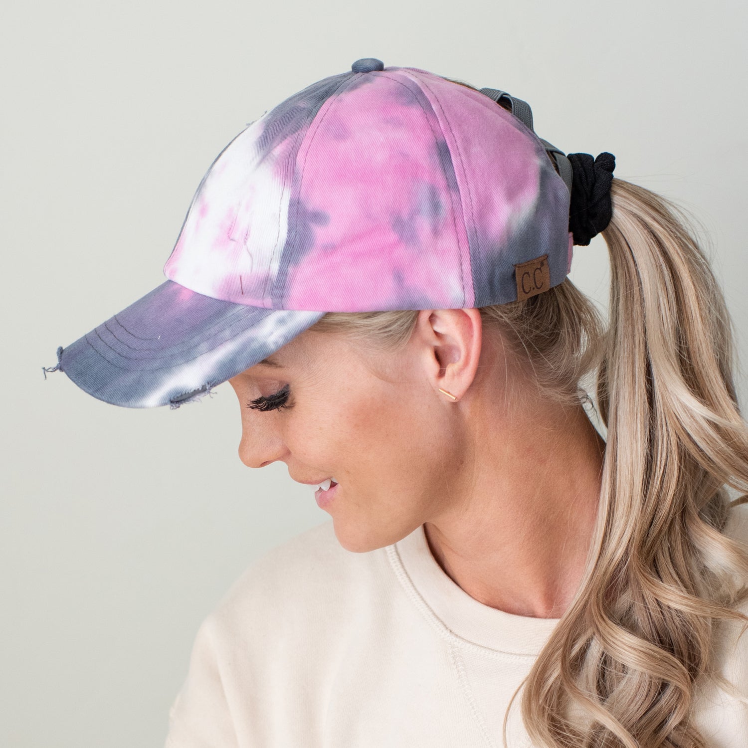 C.C® Criss Cross Ponytail Cap - Women's Cotton Baseball Hat for Ponytails & Braids