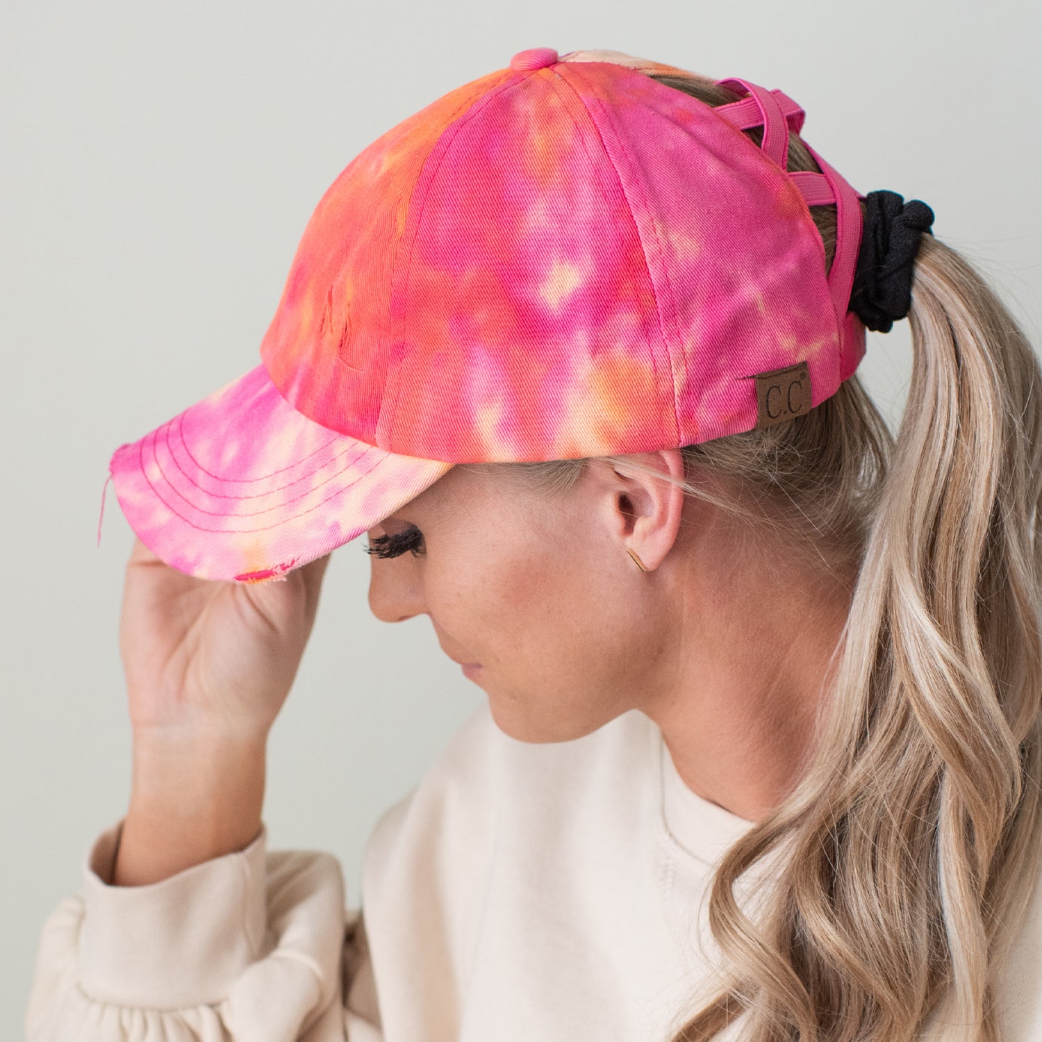 C.C® Criss Cross Ponytail Cap - Women's Cotton Baseball Hat for Ponytails & Braids