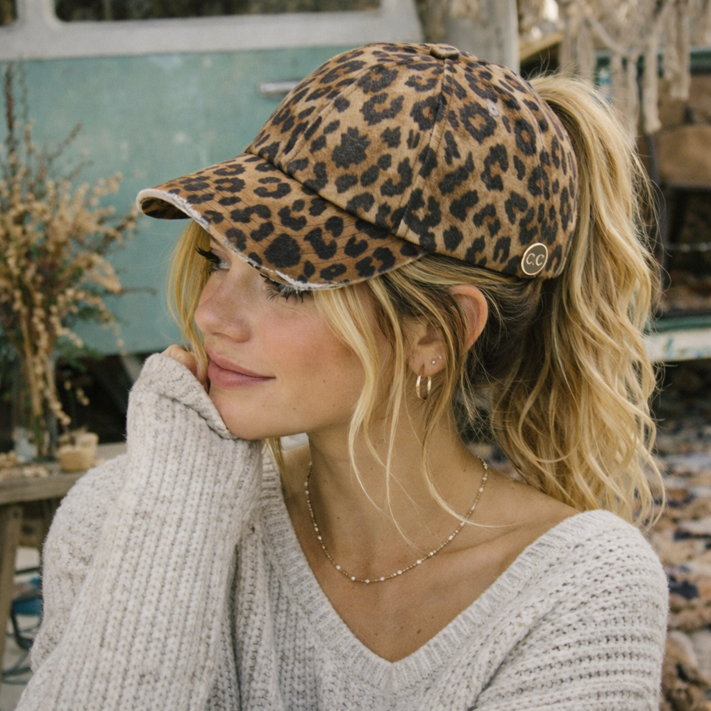 C.C® Criss Cross Ponytail Cap - Women's Cotton Baseball Hat for Ponytails & Braids