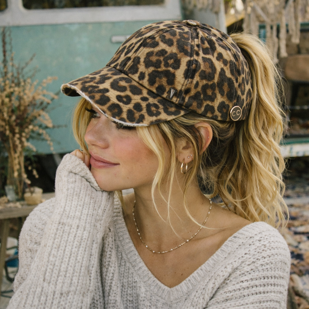 C.C® Criss Cross Ponytail Cap - Women's Cotton Baseball Hat for Ponytails & Braids