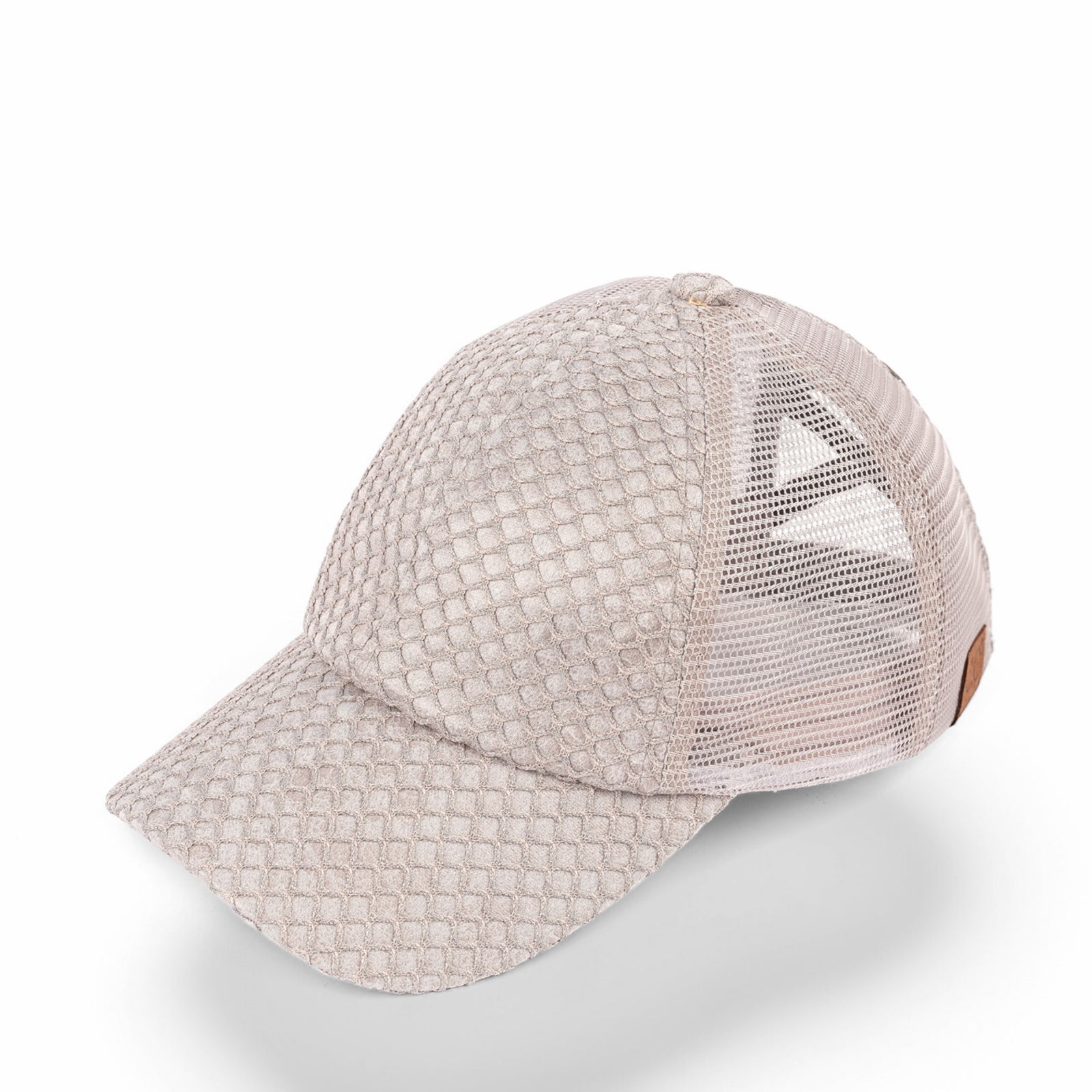 CC Textured Faux Leather Pony Hats Criss Cross Style Women Cap for Ponytails
