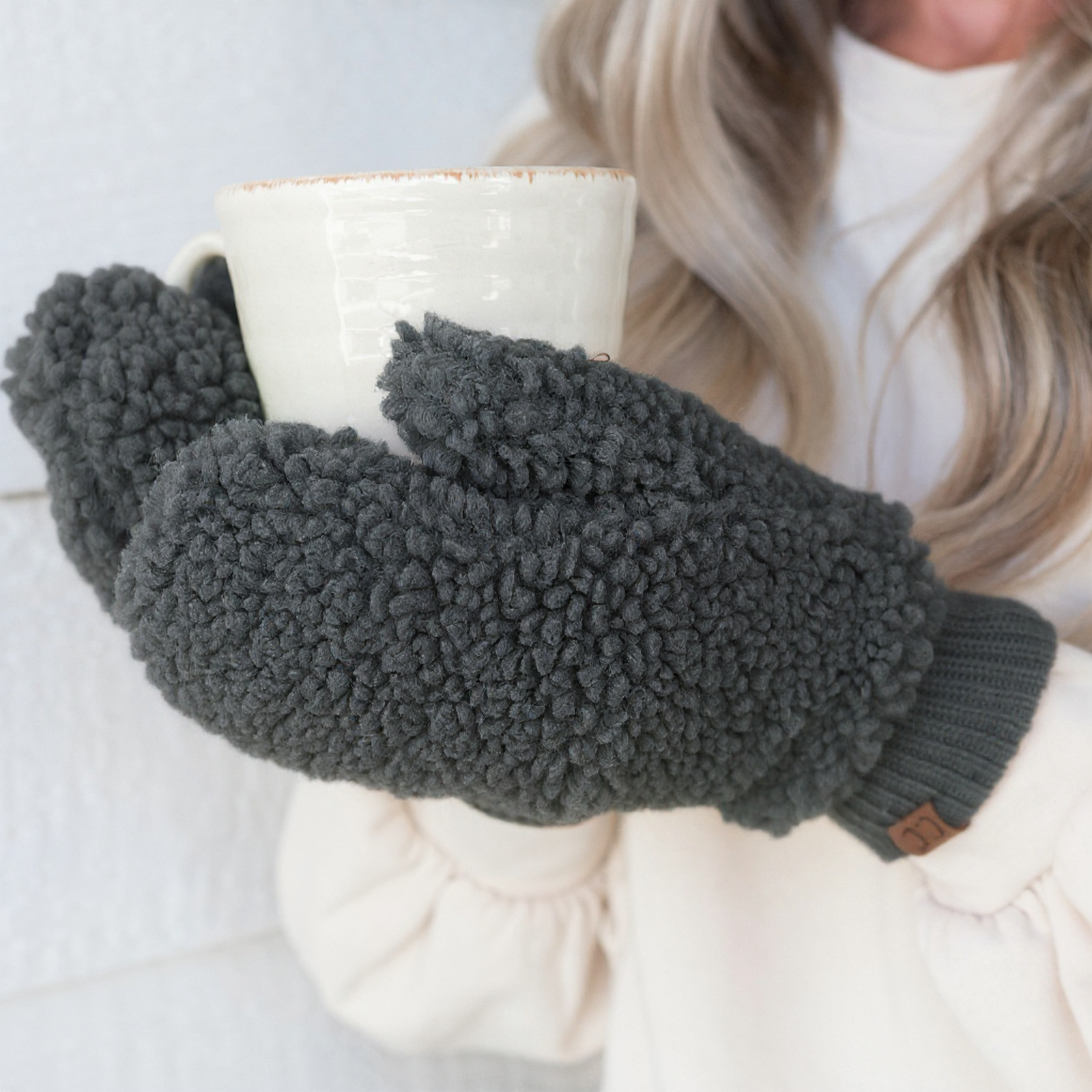 CC Soft Sherpa Mittens - Fold-Down Convertible Winter Mittens