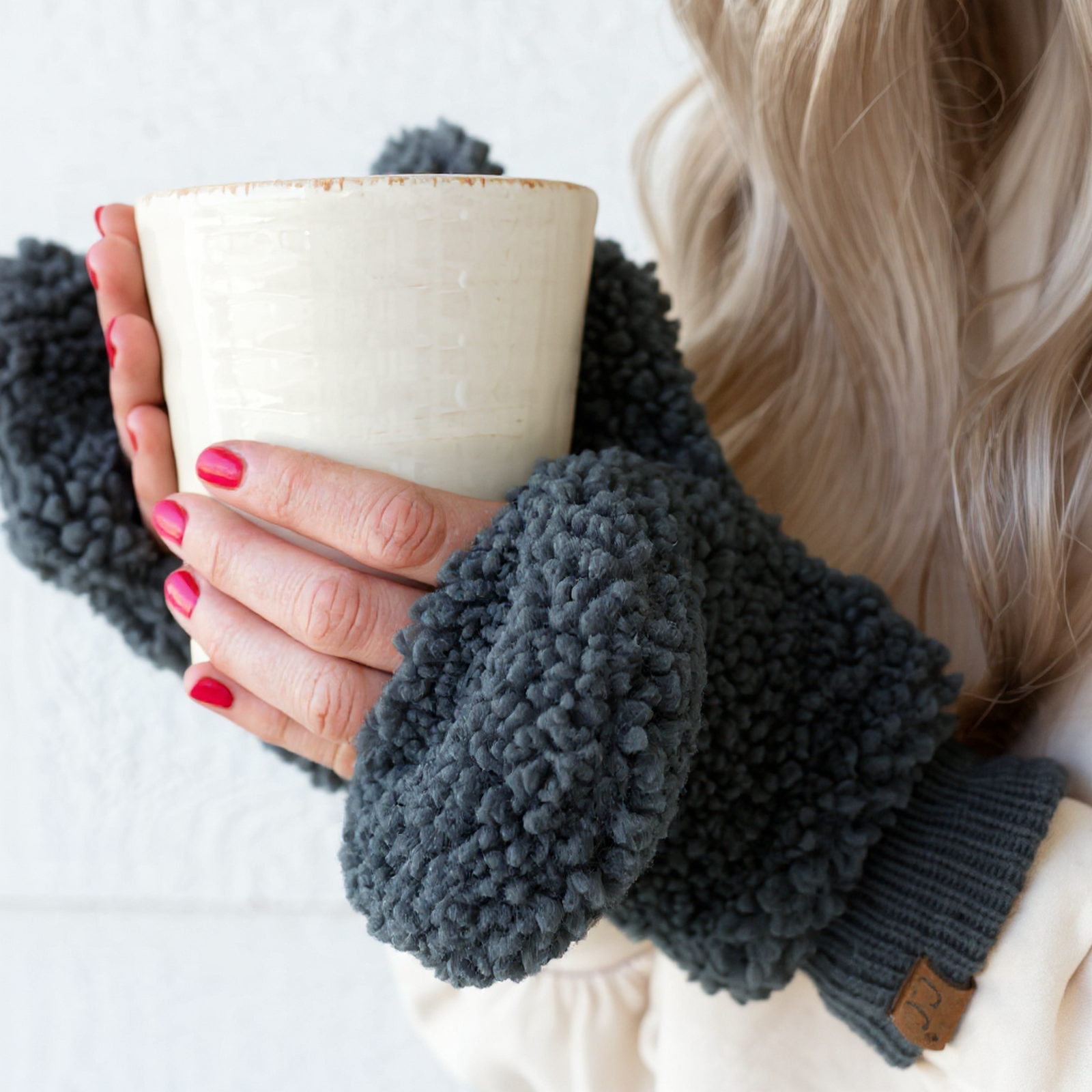 CC Soft Sherpa Mittens - Fold-Down Convertible Winter Mittens