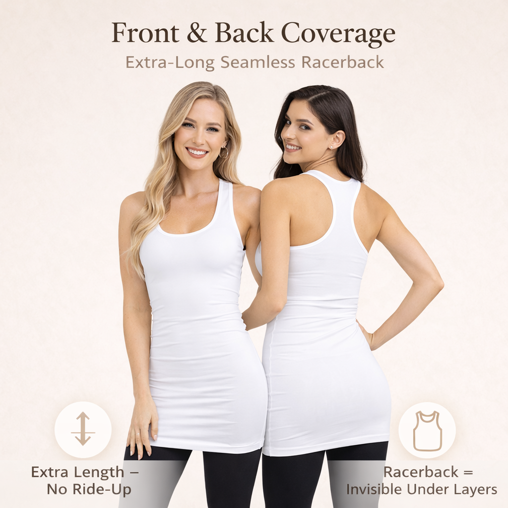 Extra Long Layering Racerback Tank - Seamless Stretch Racerback Tank