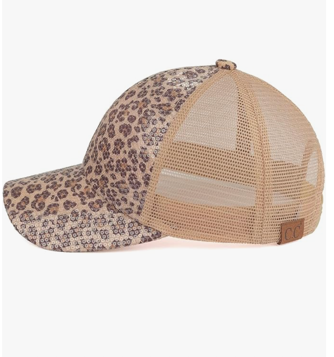CC Sequin Leopard Baseball Cap for Women One Size Fits Most