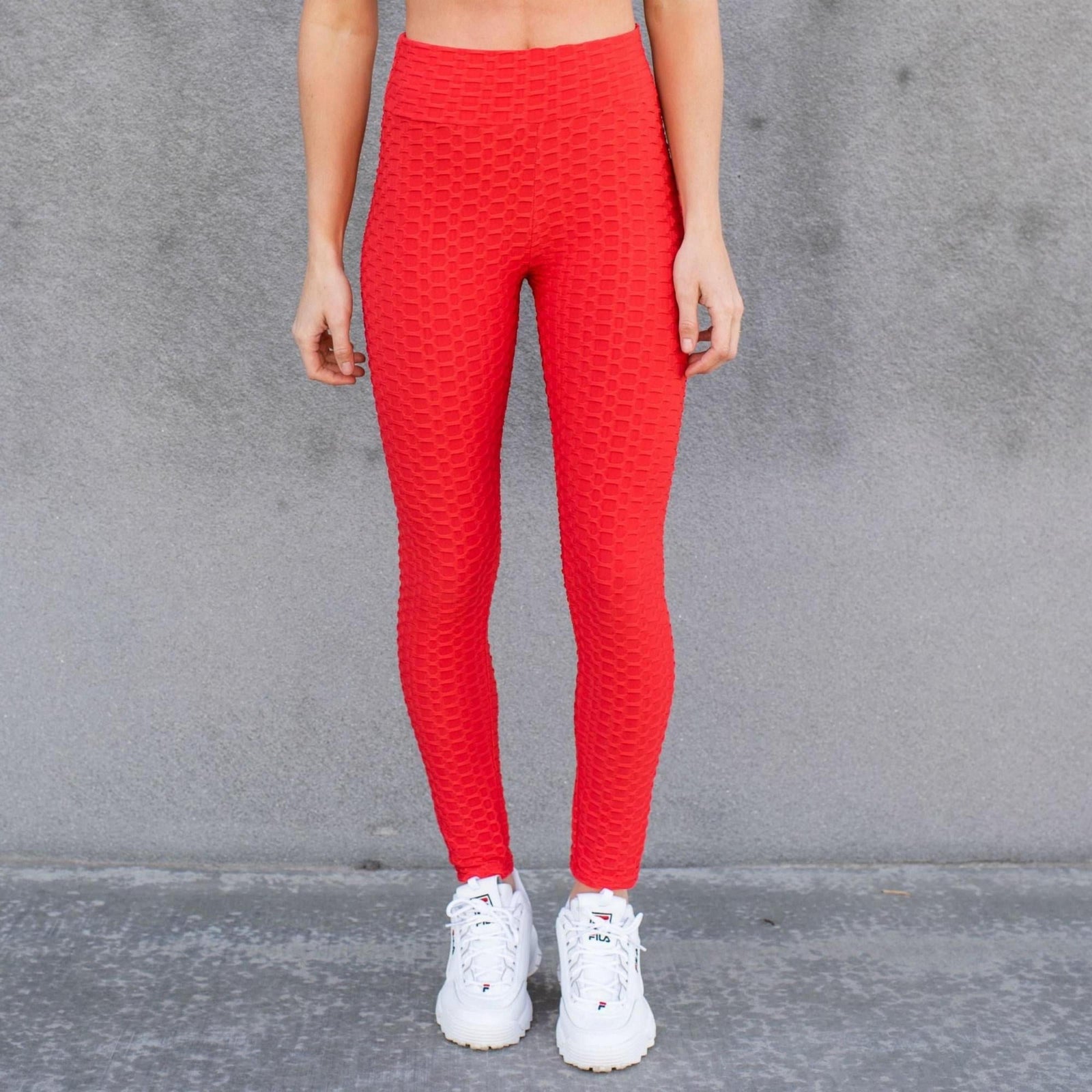 Women's High Waist Textured Sculpting Leggings - Smoothing Honeycomb Design