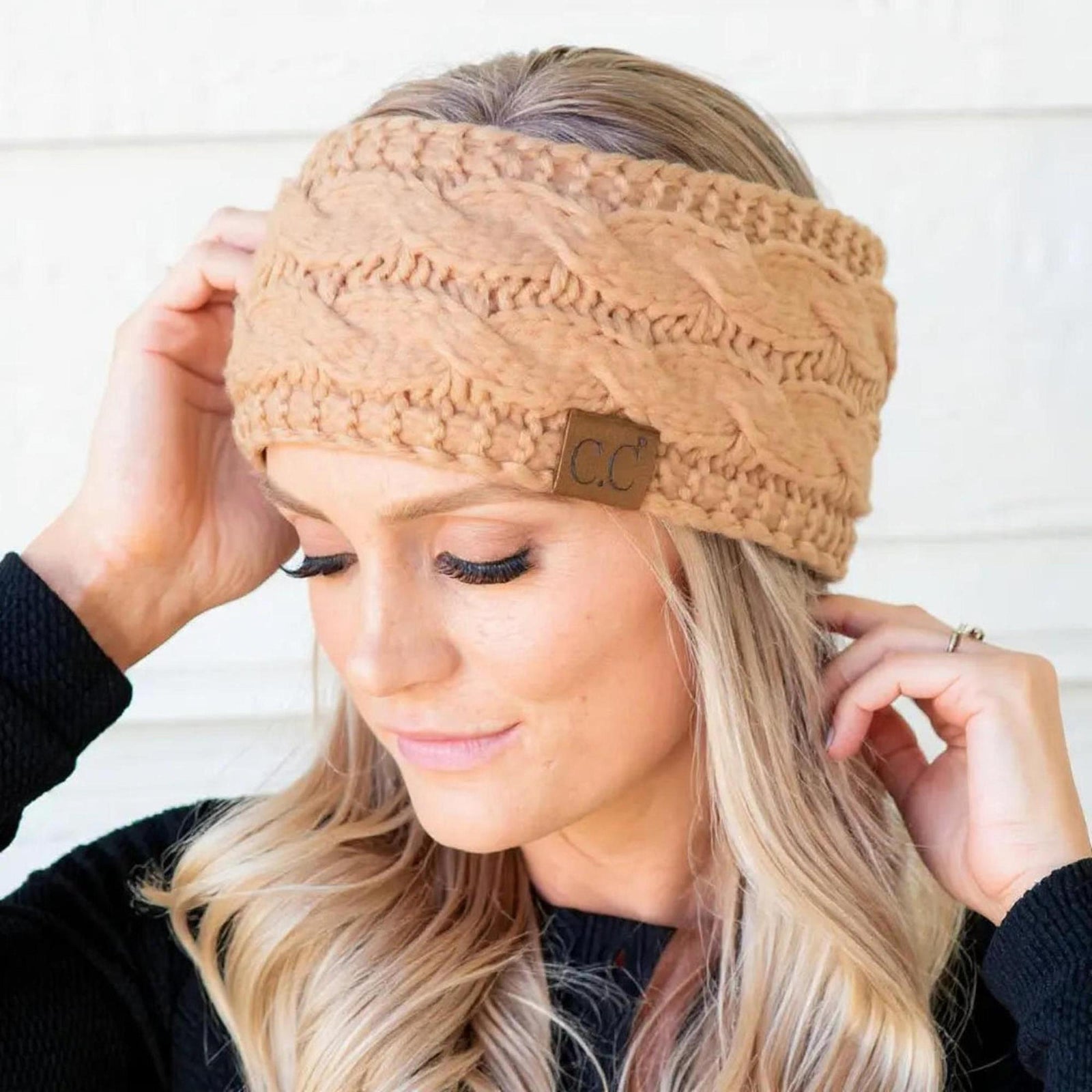 Cable Knit Lined Head Wrap for Women - Warm, Stylish Hair - Friendly Accessory | C.C. Brand - Truly Contagious