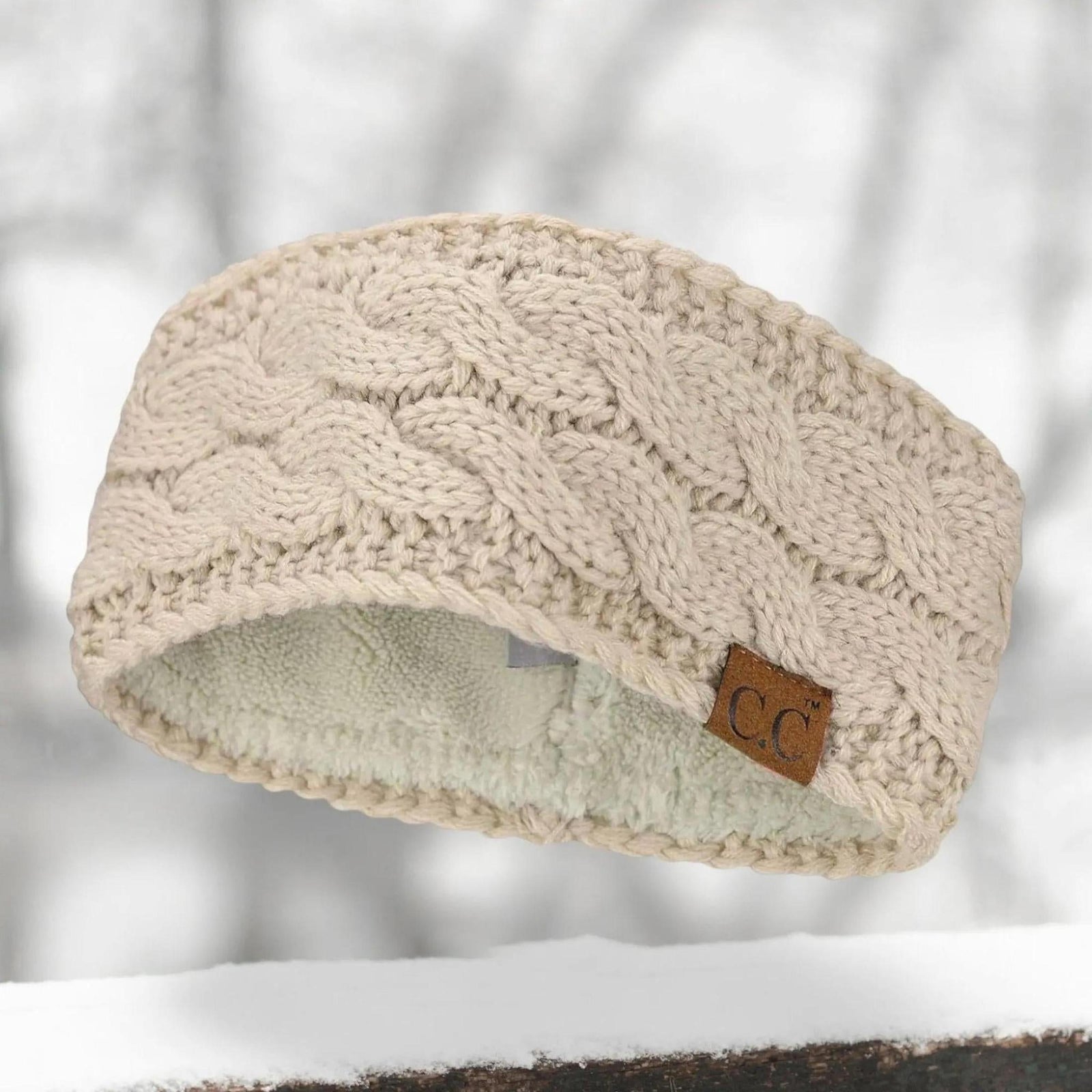Cable Knit Lined Head Wrap for Women - Warm, Stylish Hair - Friendly Accessory | C.C. Brand - Truly Contagious