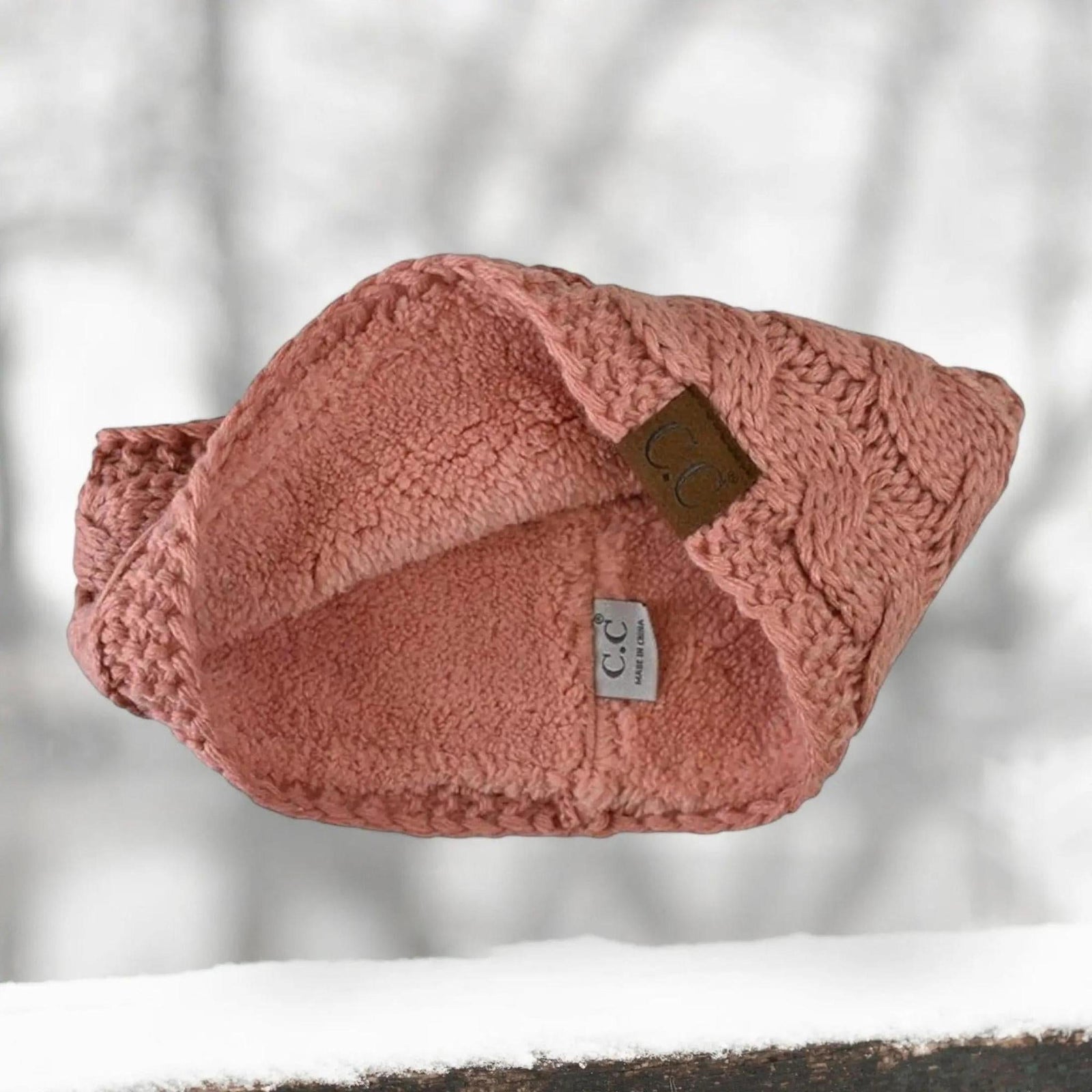 Cable Knit Lined Head Wrap for Women - Warm, Stylish Hair - Friendly Accessory | C.C. Brand - Truly Contagious