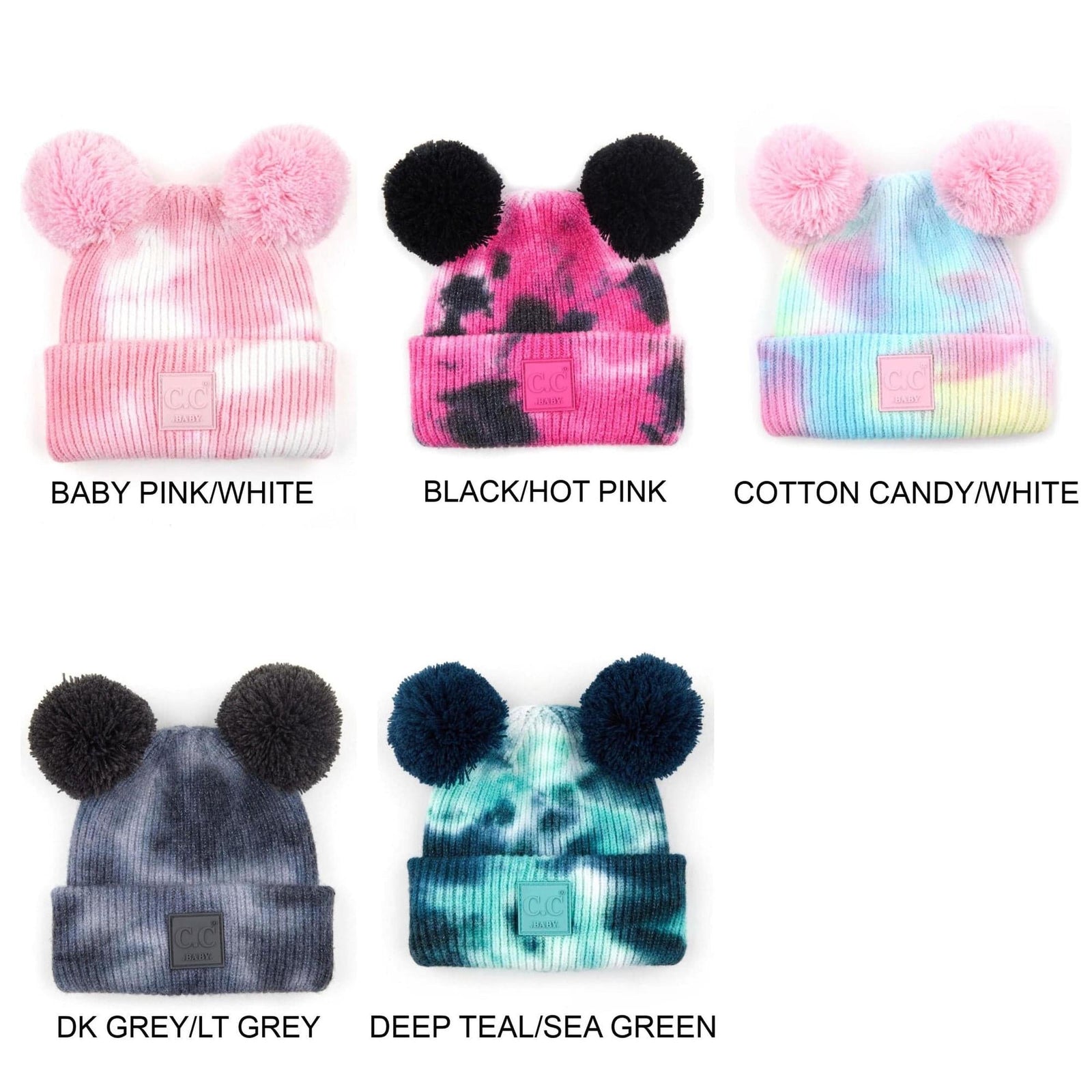 CC Baby and Kids Pom Pom Tie - Dye Beanies Hats - Truly Contagious