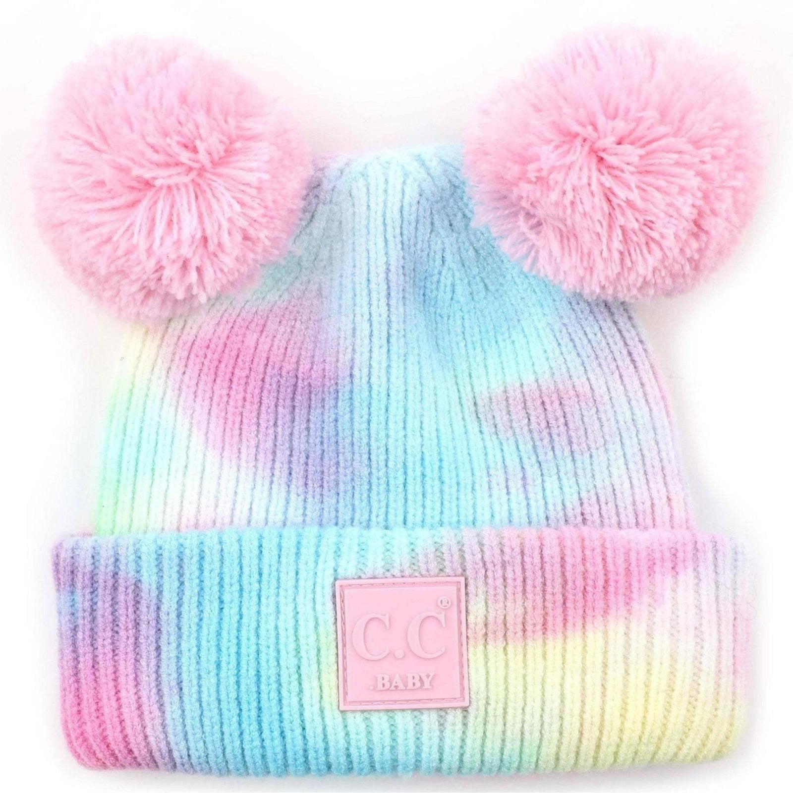CC Baby and Kids Pom Pom Tie - Dye Beanies Hats - Truly Contagious