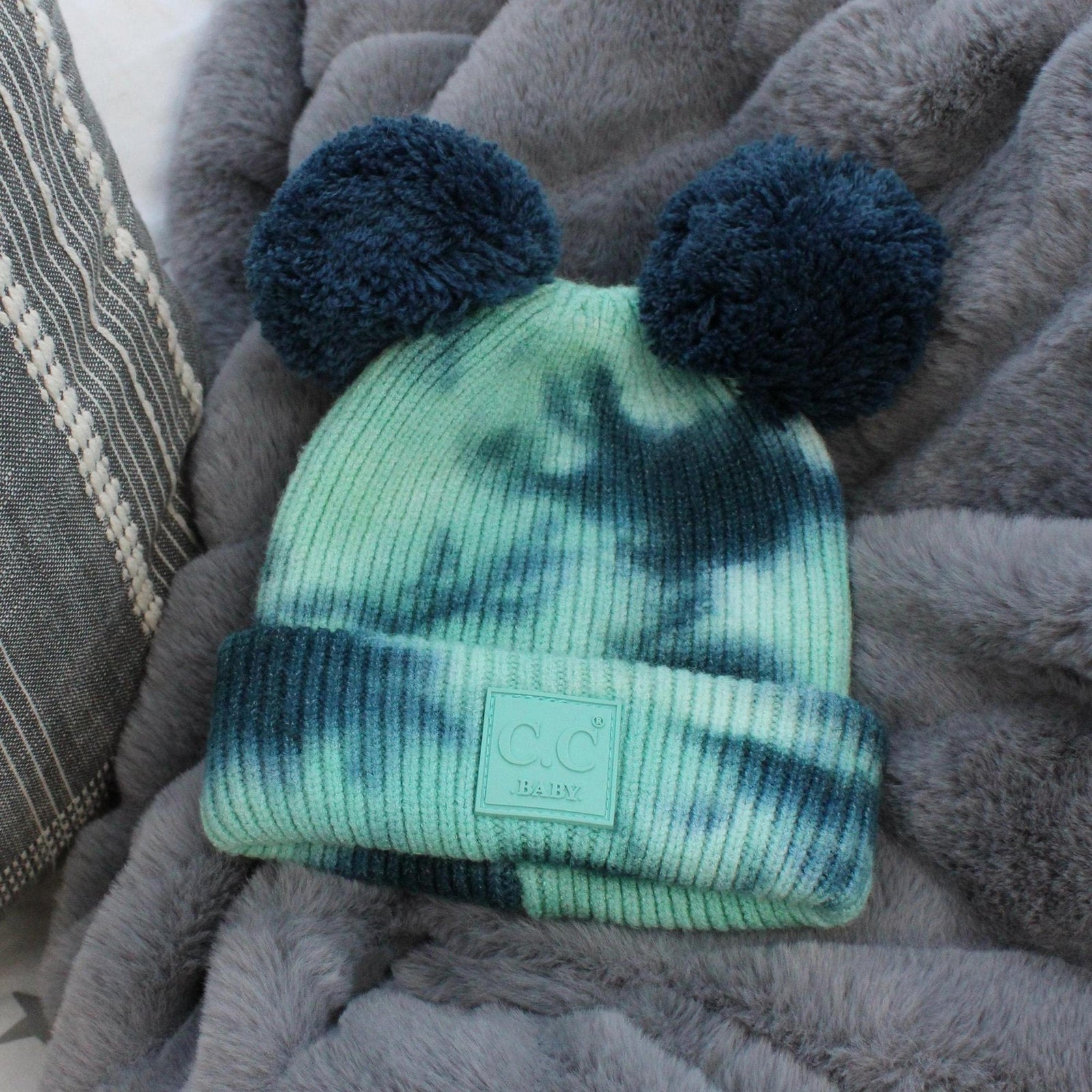 CC Baby and Kids Pom Pom Tie - Dye Beanies Hats - Truly Contagious
