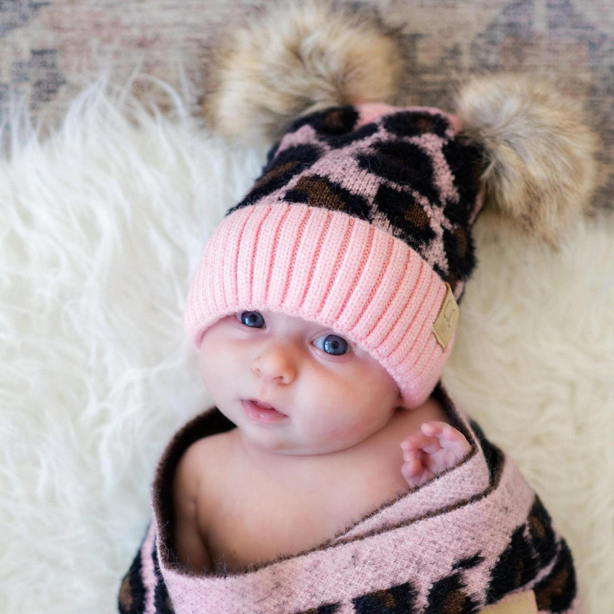 CC Baby Leopard Gift Set, Blanket and Double Pom, Newborn to 12 Months, 1 - 5 Years - Truly Contagious