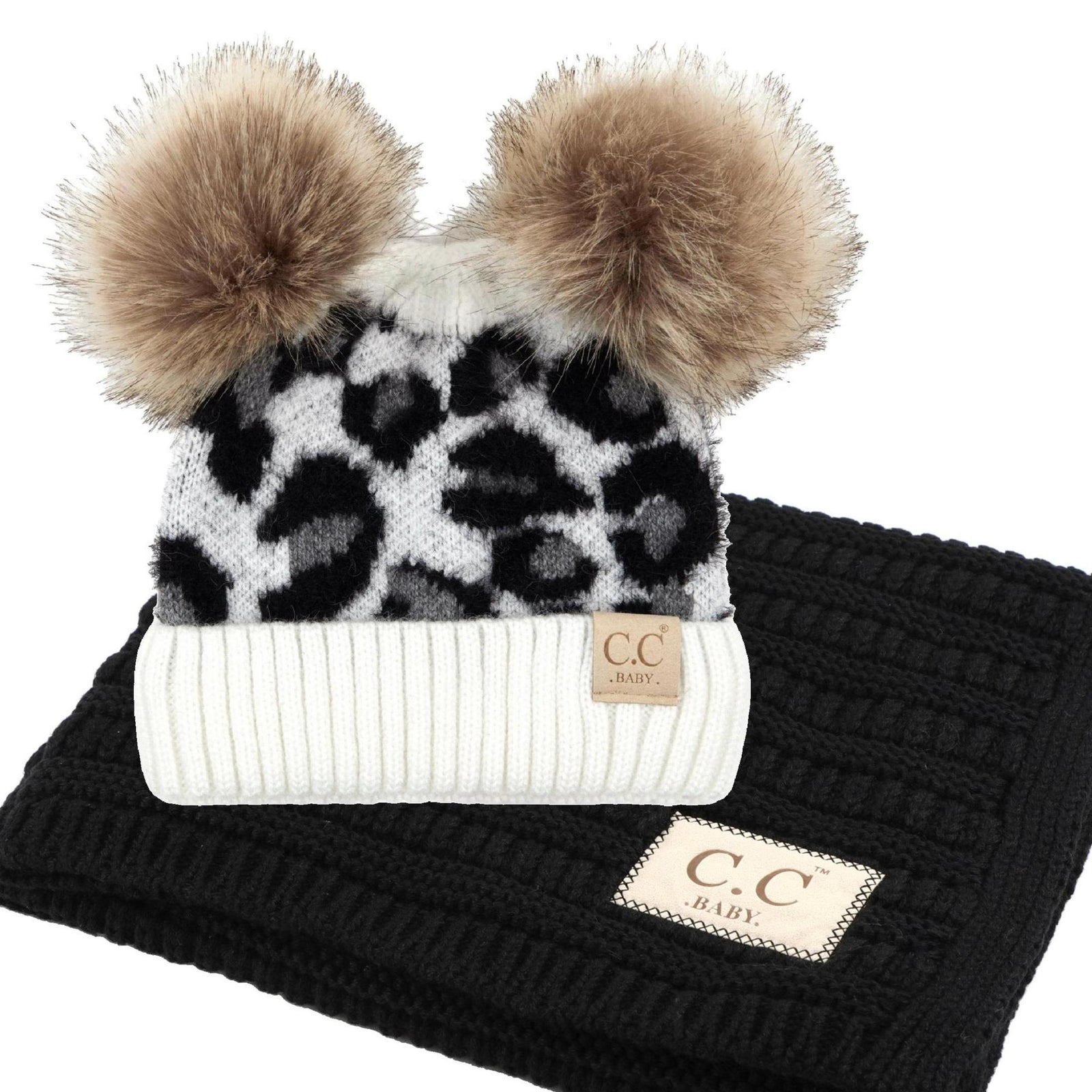 CC Baby Leopard Gift Set, Blanket and Double Pom, Newborn to 12 Months, 1 - 5 Years - Truly Contagious