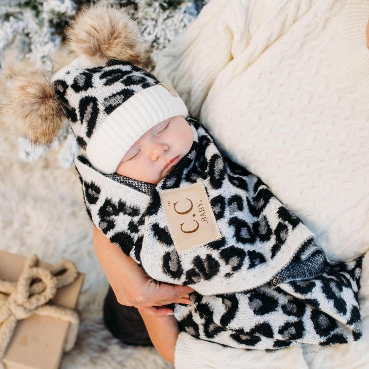 CC Baby Leopard Gift Set, Blanket and Double Pom, Newborn to 12 Months, 1 - 5 Years - Truly Contagious