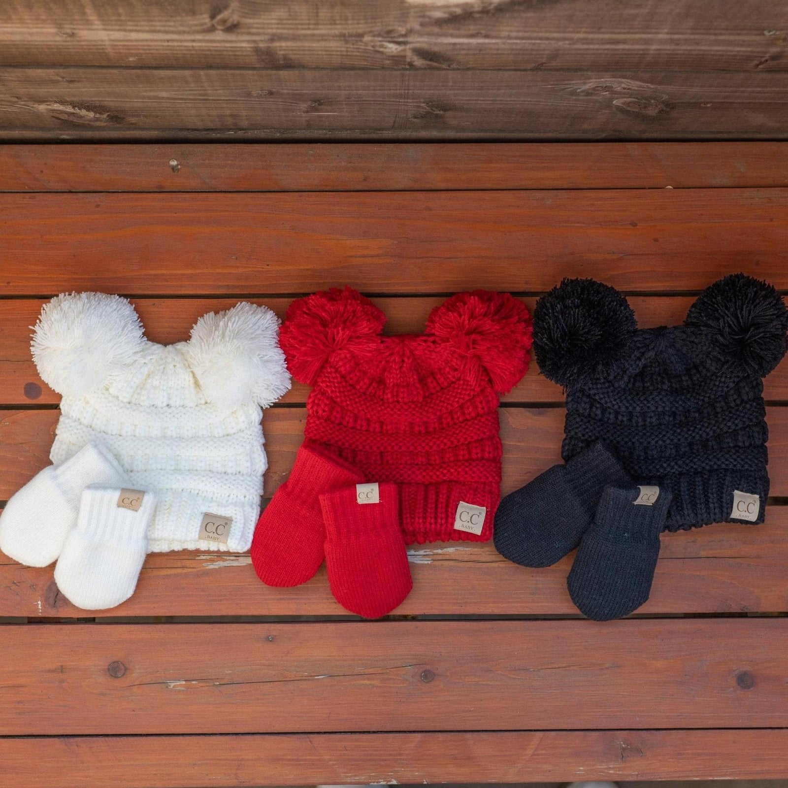 CC Baby Pom Pom Beanie and Mittens Set - Truly Contagious