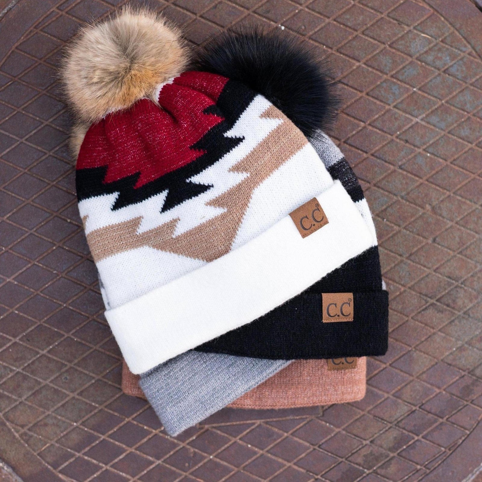 CC Beanie with Pom & South Western Pattern - Truly Contagious