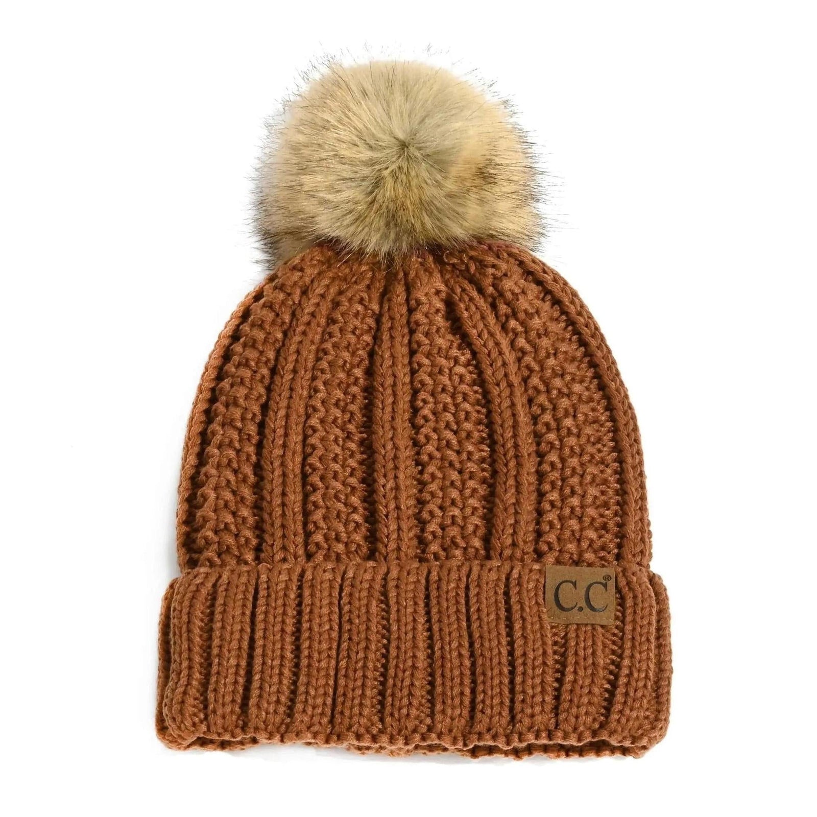 CC Bold Pom Accented Kids Youth to Adult Beanies Hats - Truly Contagious