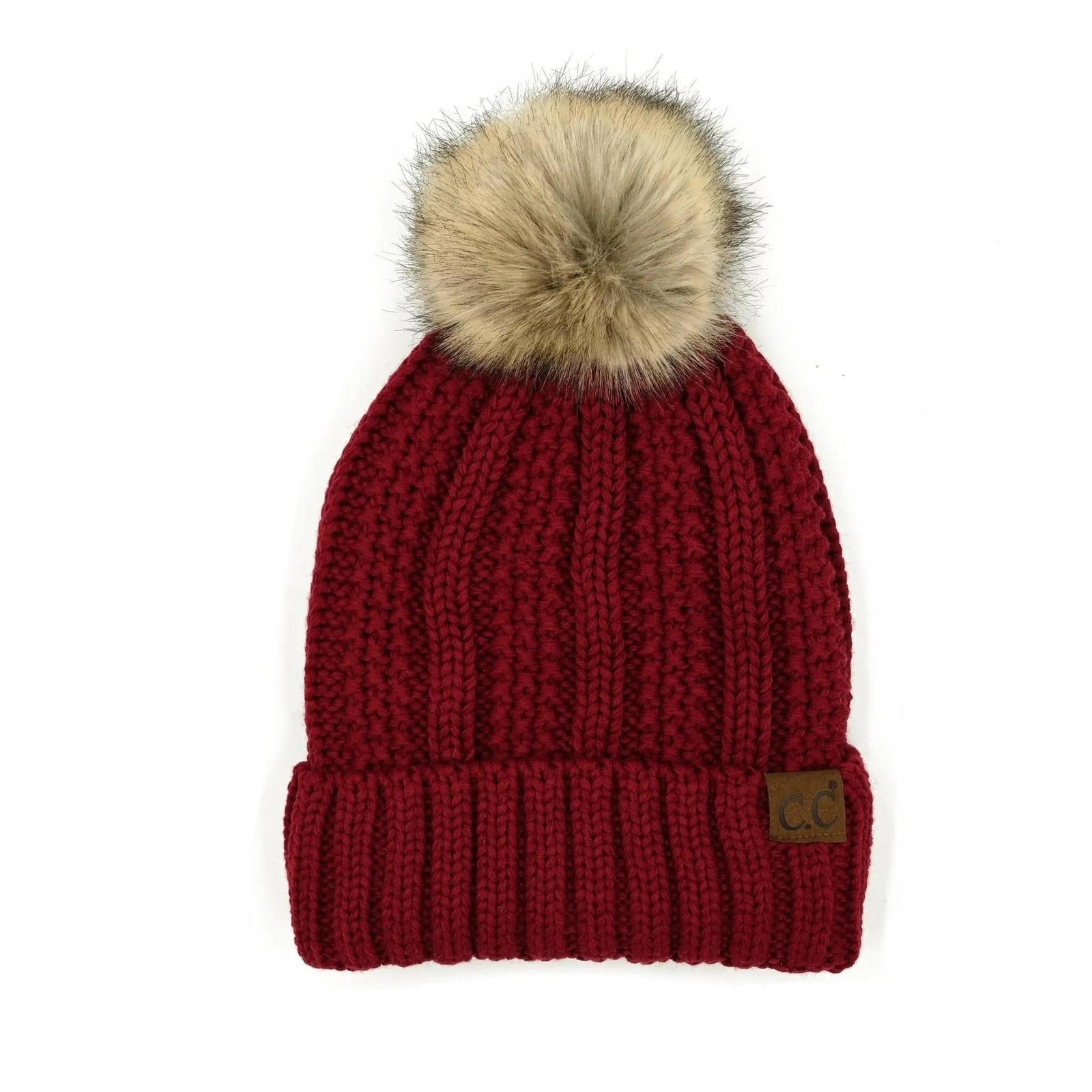 CC Bold Pom Accented Kids Youth to Adult Beanies Hats - Truly Contagious