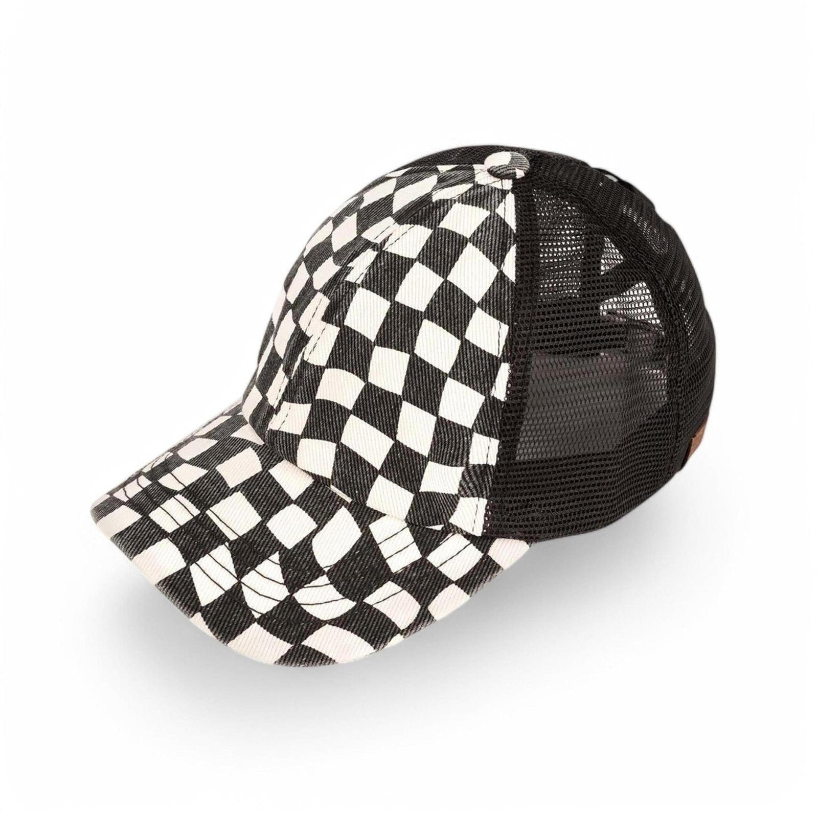 CC Checkered Pattern Pony Hats Criss Cross Style Women Cap for Ponytail - Truly Contagious