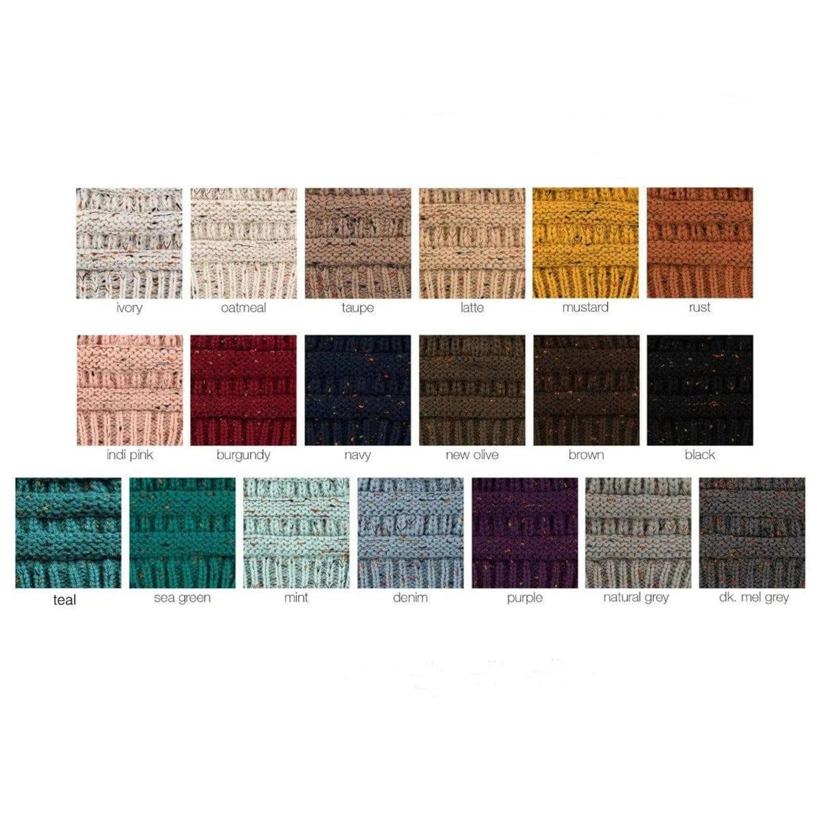 CC Cozy Confetti Bun Ponytail Beanies Hats - Truly Contagious