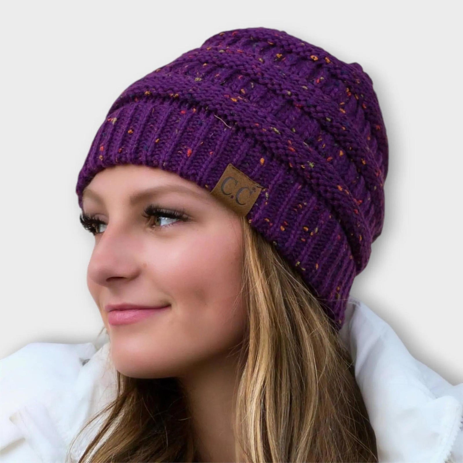 C.C® Cozy Confetti Knit Beanie - Unisex Soft Acrylic Winter Hat (One Size 20"-24") - Truly Contagious