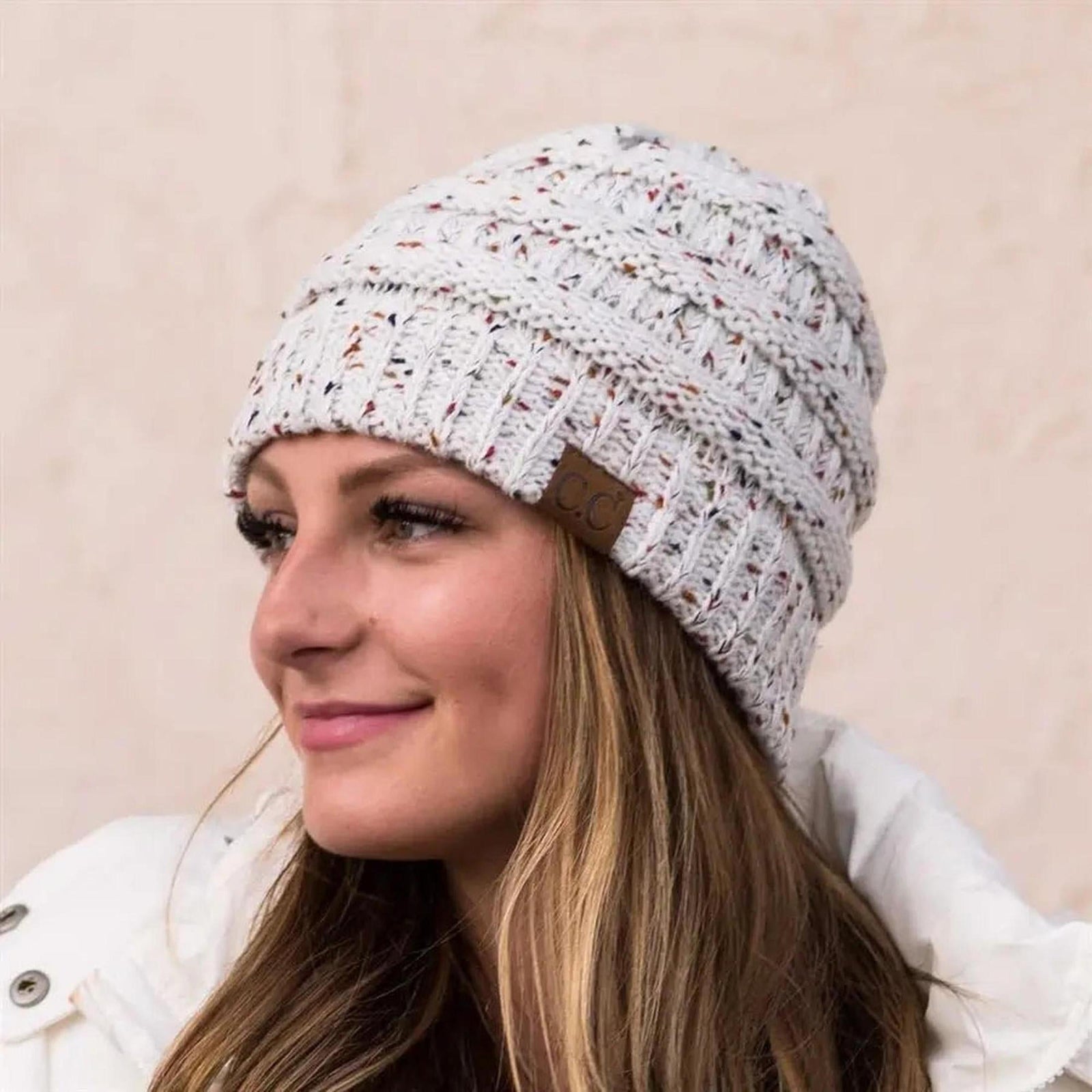C.C® Cozy Confetti Knit Beanie - Unisex Soft Acrylic Winter Hat (One Size 20"-24") - Truly Contagious