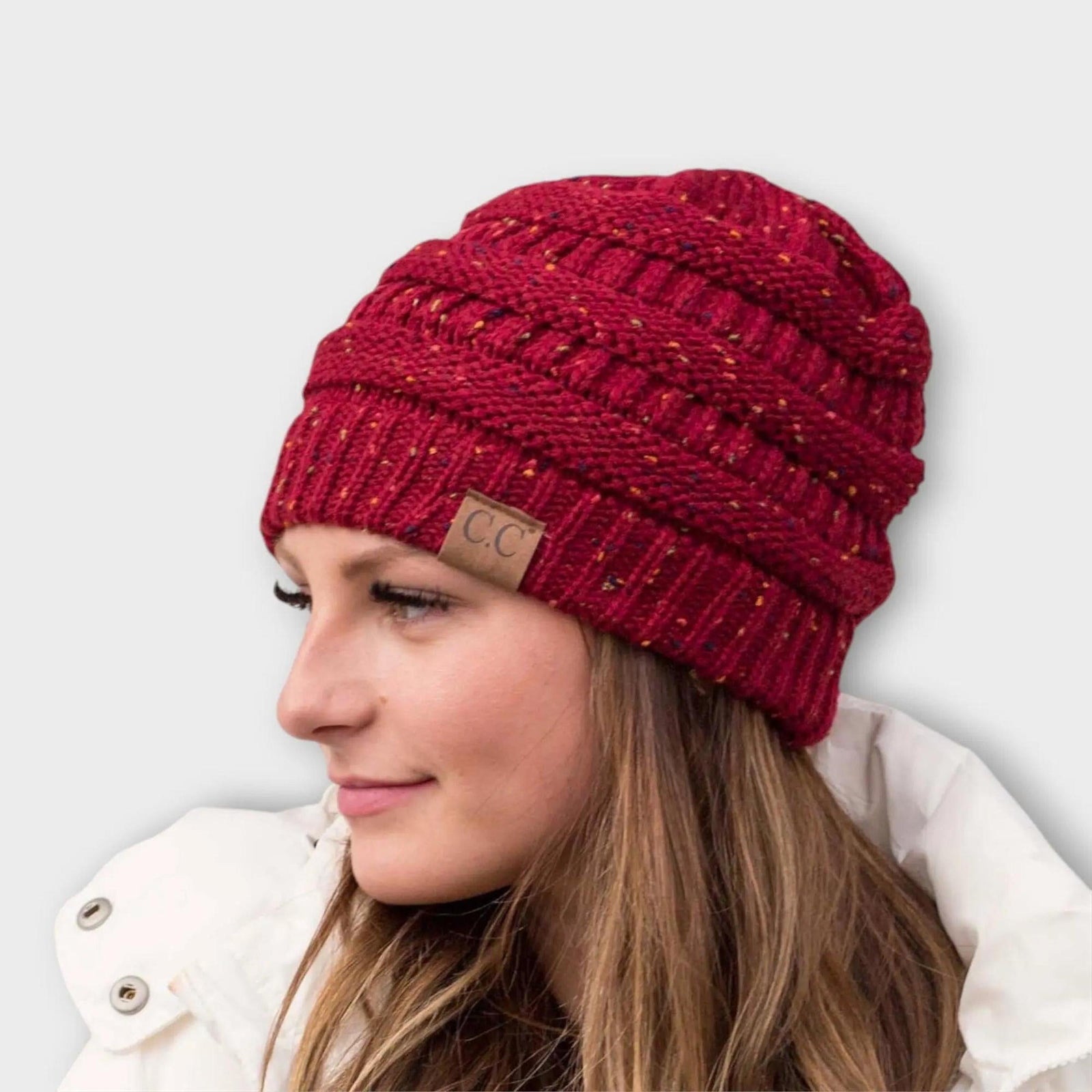 C.C® Cozy Confetti Knit Beanie - Unisex Soft Acrylic Winter Hat (One Size 20"-24") - Truly Contagious