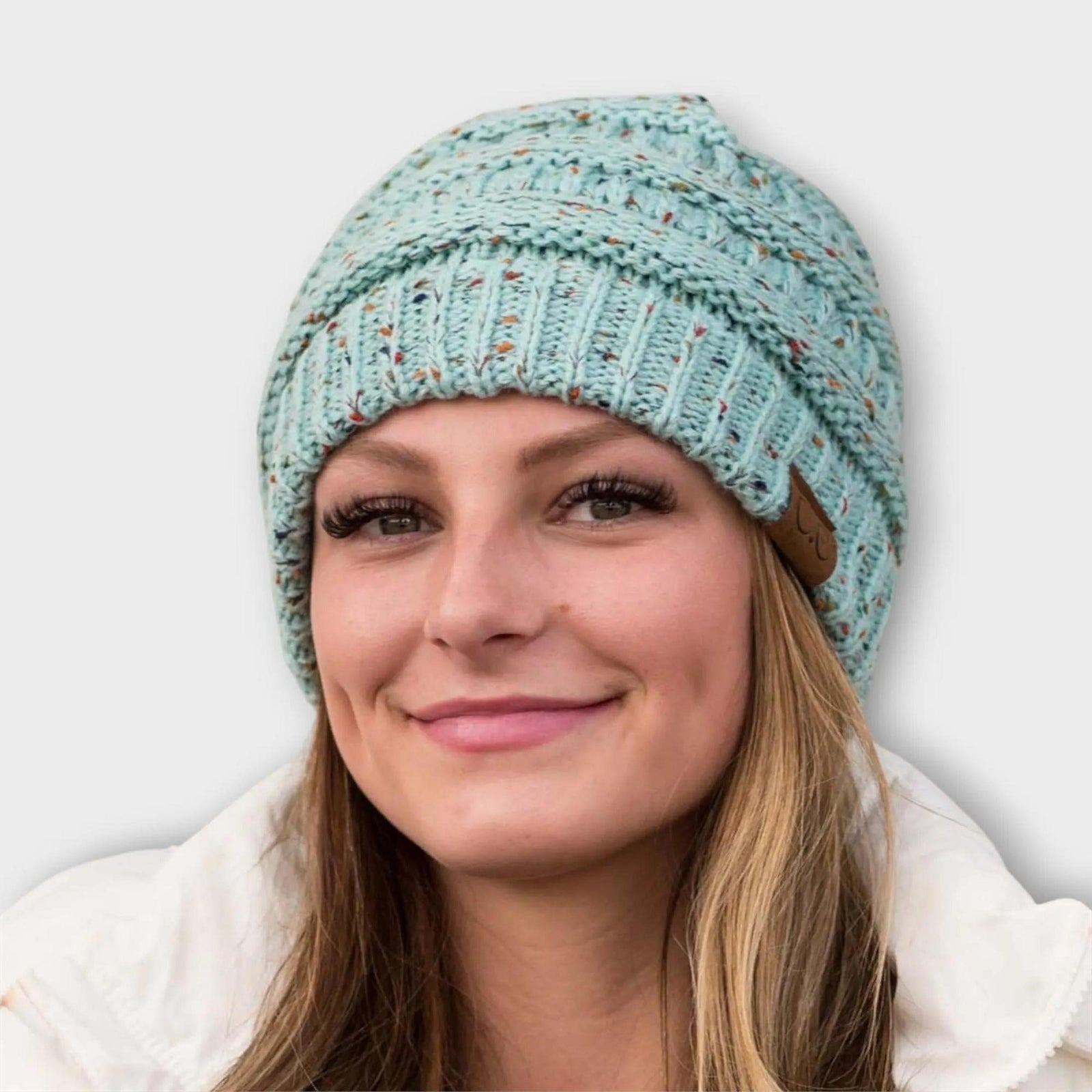 C.C® Cozy Confetti Knit Beanie - Unisex Soft Acrylic Winter Hat (One Size 20"-24") - Truly Contagious