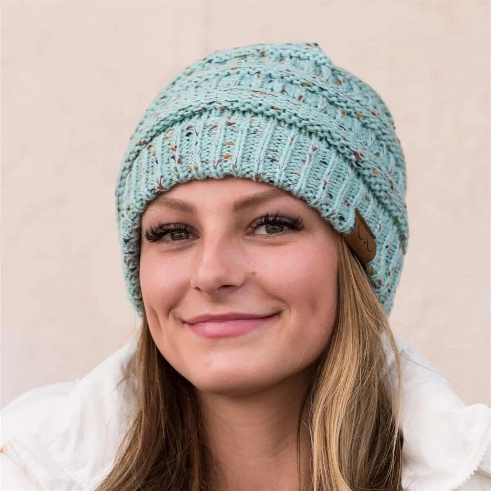 C.C® Cozy Confetti Knit Beanie - Unisex Soft Acrylic Winter Hat (One Size 20"-24") - Truly Contagious