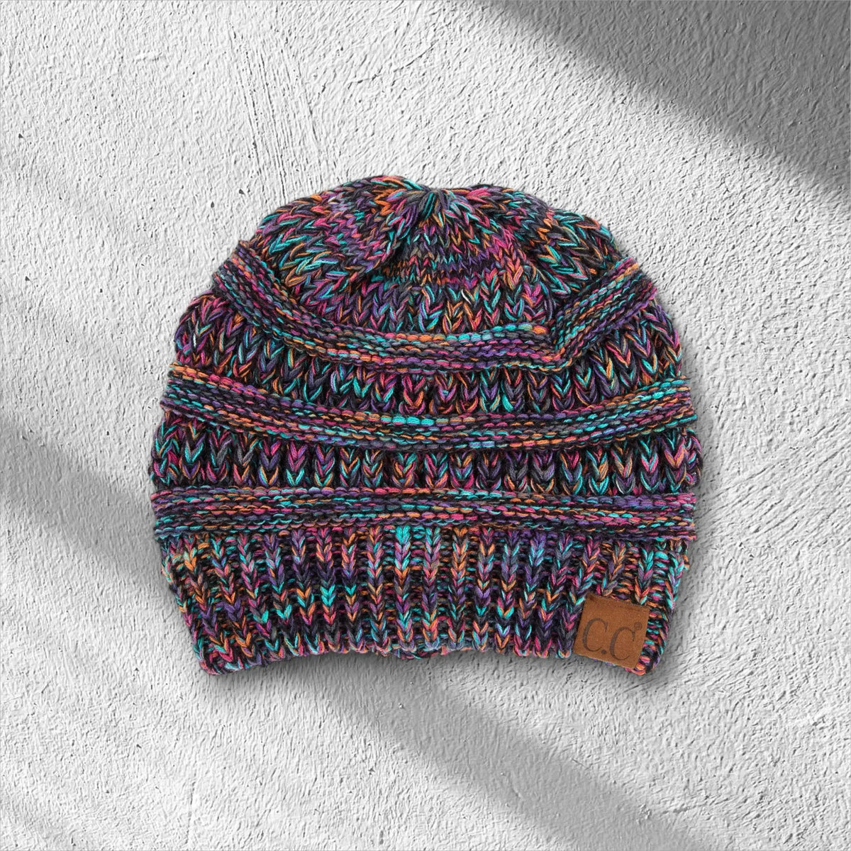 C.C® Crafted Multi - Color Beanie - Unisex Soft Acrylic Winter Hat, Crochet - Look Knit, One Size - Truly Contagious