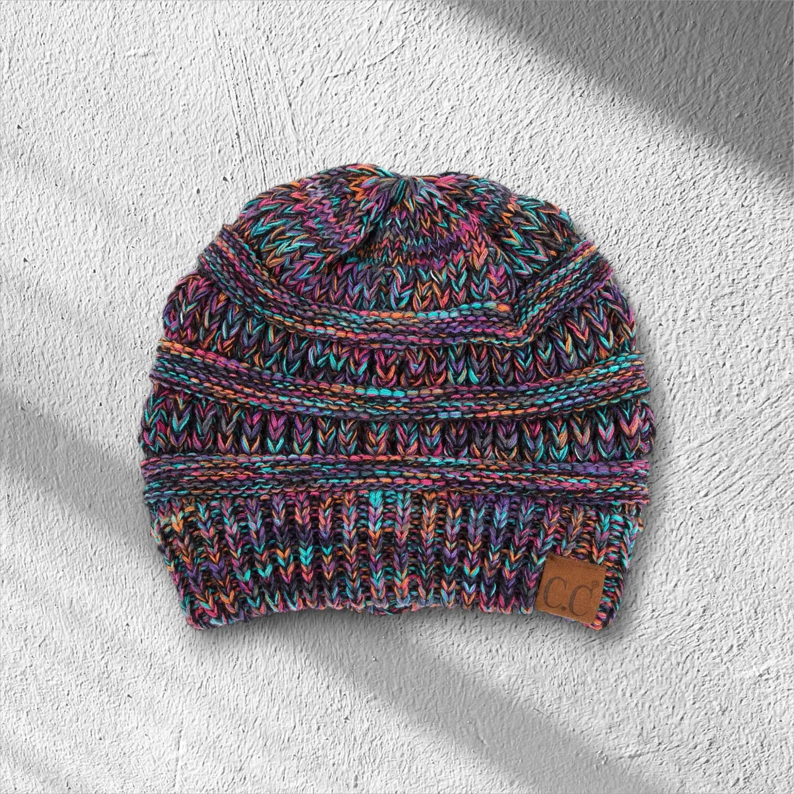 C.C® Crafted Multi - Color Beanie - Unisex Soft Acrylic Winter Hat, Crochet - Look Knit, One Size - Truly Contagious
