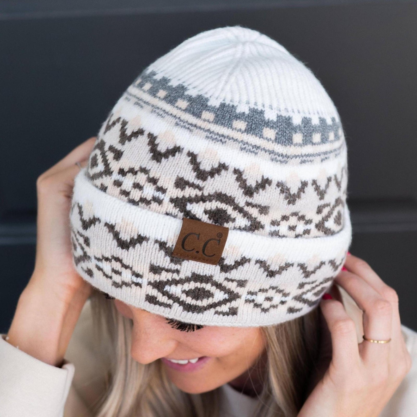 CC Cuffed Popular Pattern Beanie - Truly Contagious