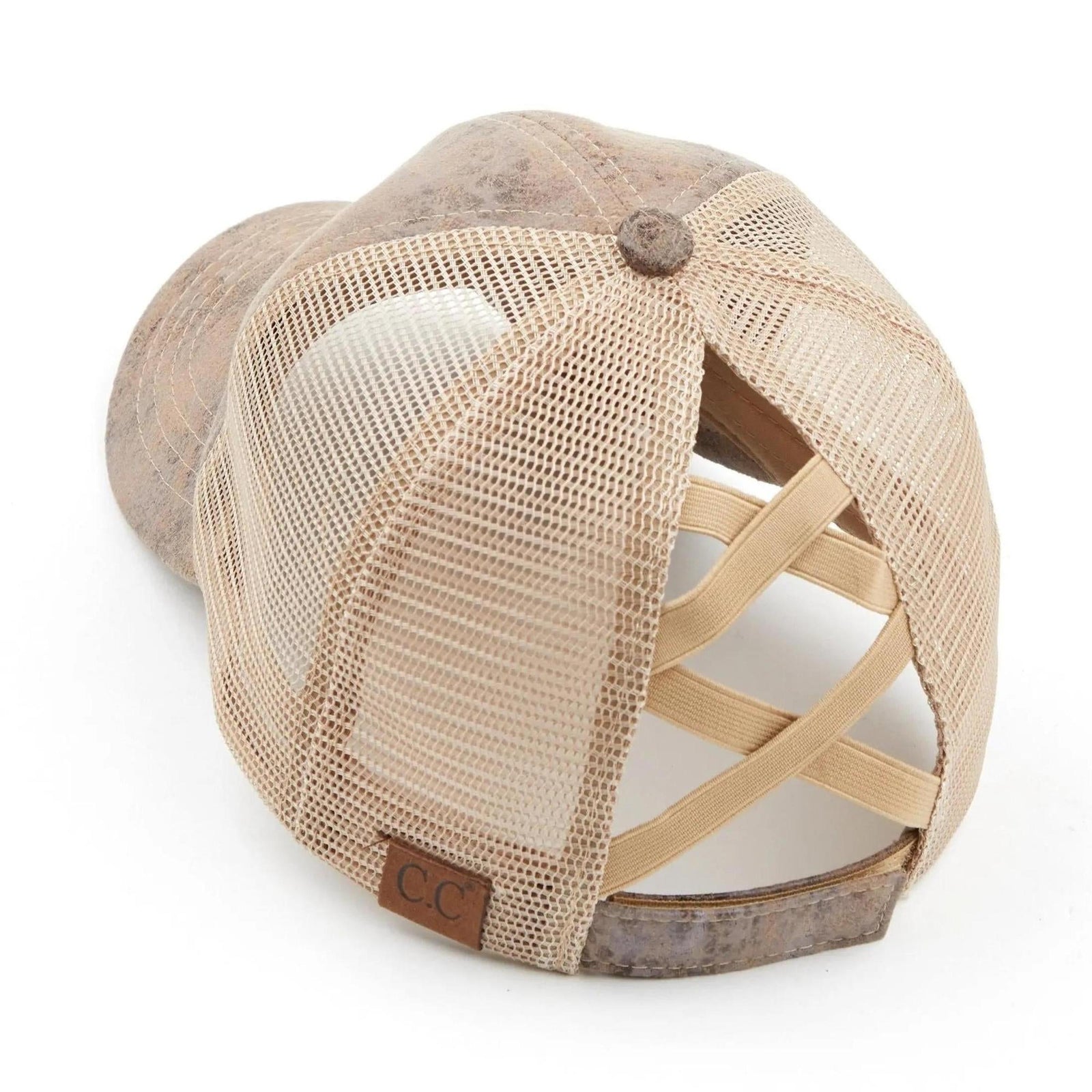 CC Faux Leather Hats Criss Cross Style Women Cap for Ponytails - Truly Contagious