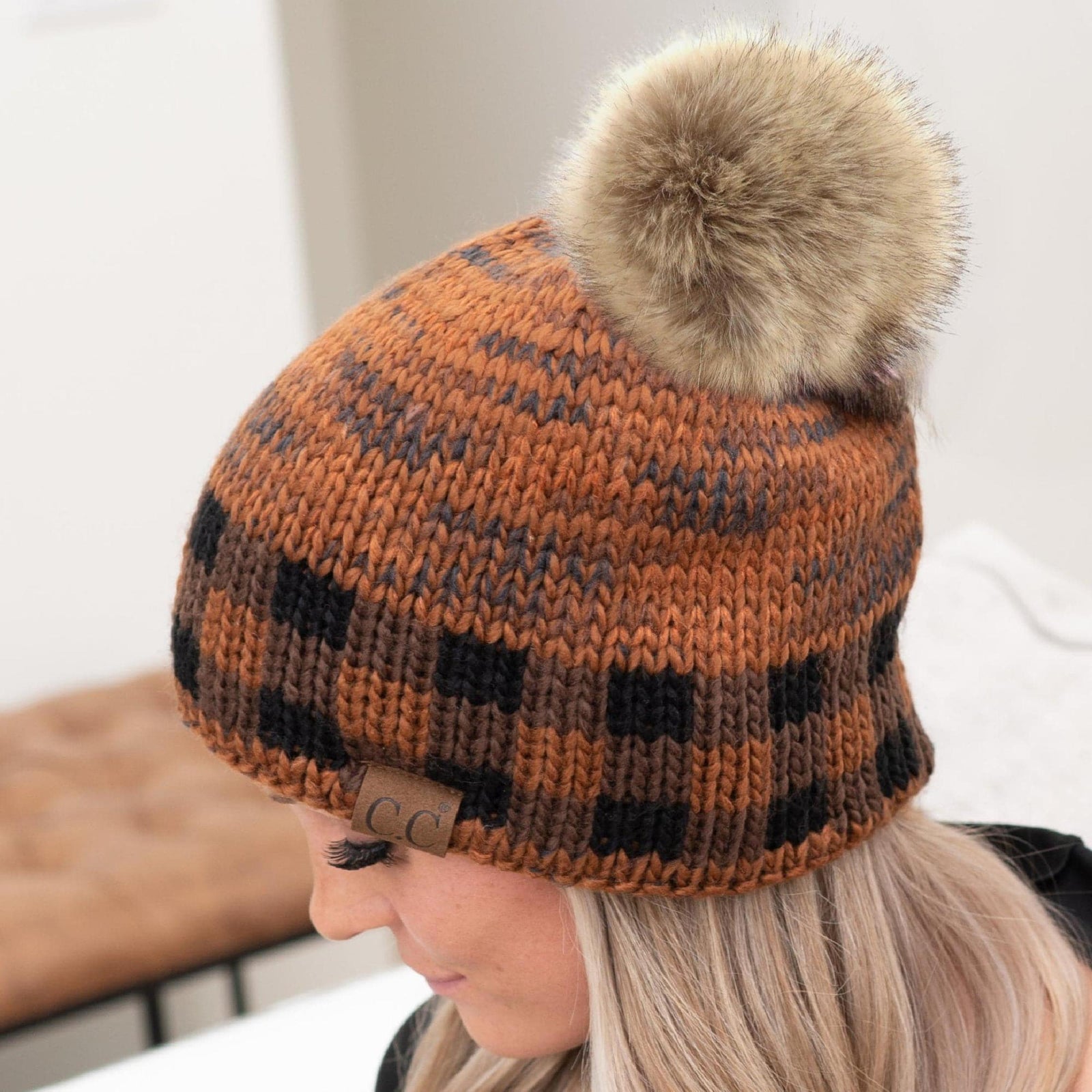 CC Fire Cozy Buffalo Plaid Beanie - Truly Contagious