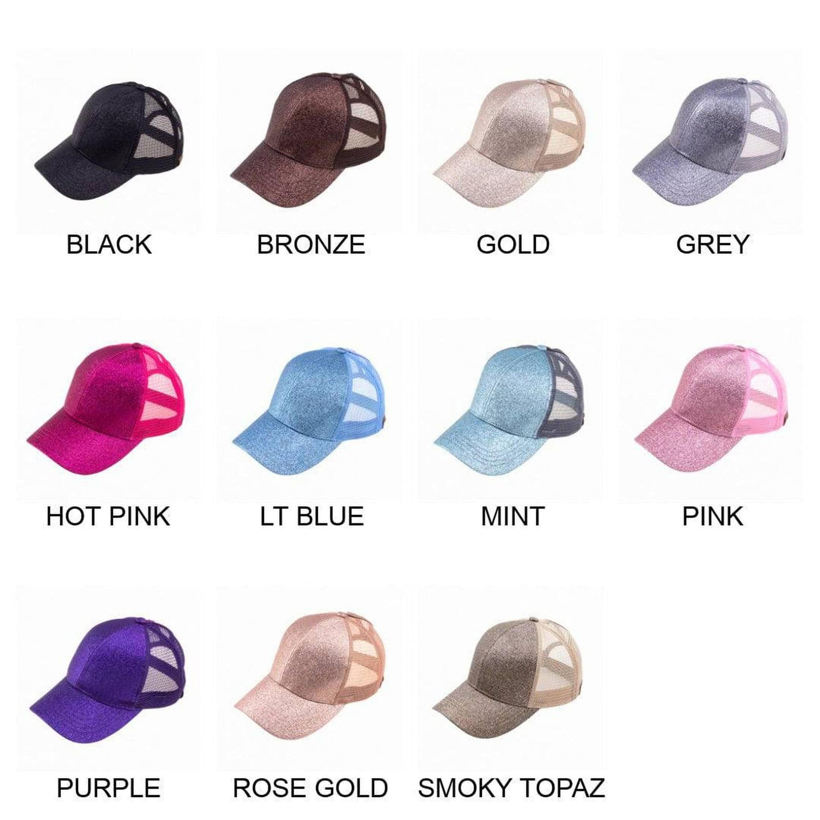 CC Glitter Messy Bun Pony Cap Women Kids, Toddler Trucker Hats - Truly Contagious