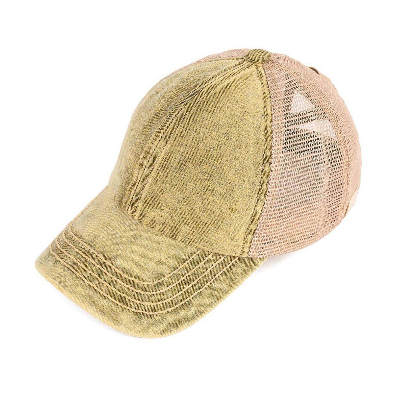 CC Kids Washed Denim Pony Hats Criss Cross Style Women Cap for Ponytails - Truly Contagious