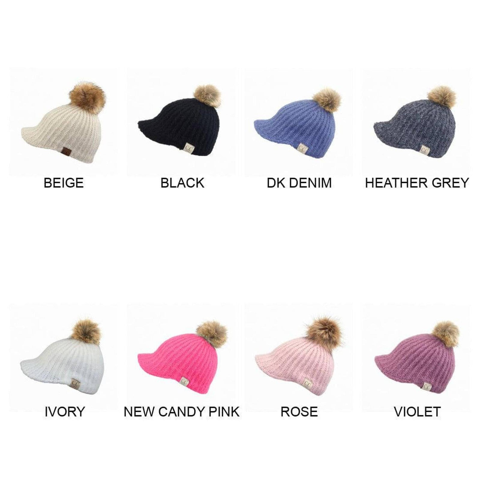CC Knitted Kids Toddler and Adult Pom Ball Cap Beanie - Truly Contagious