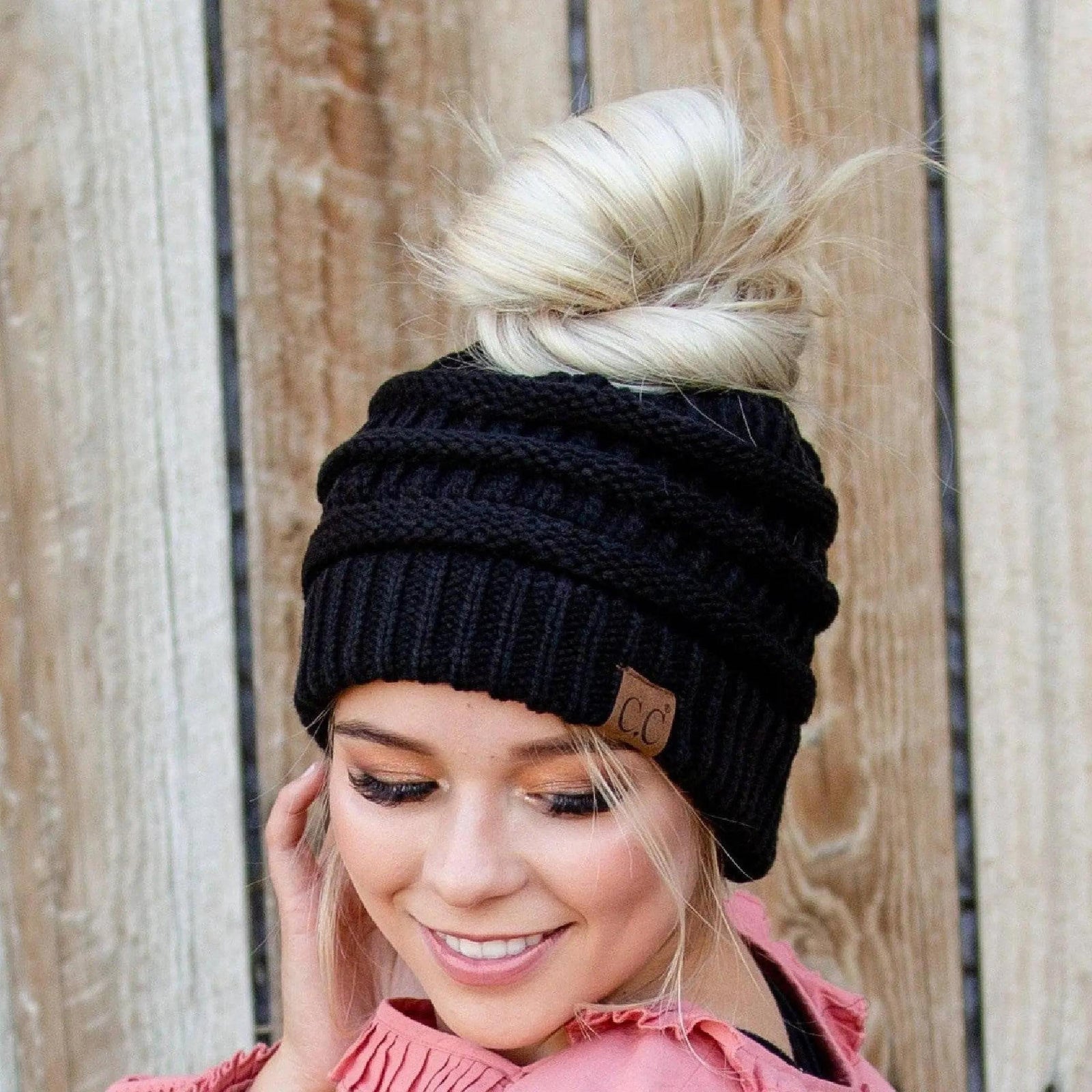 CC Messy Bun Adults and Kids Ponytail Beanies Hats - Truly Contagious
