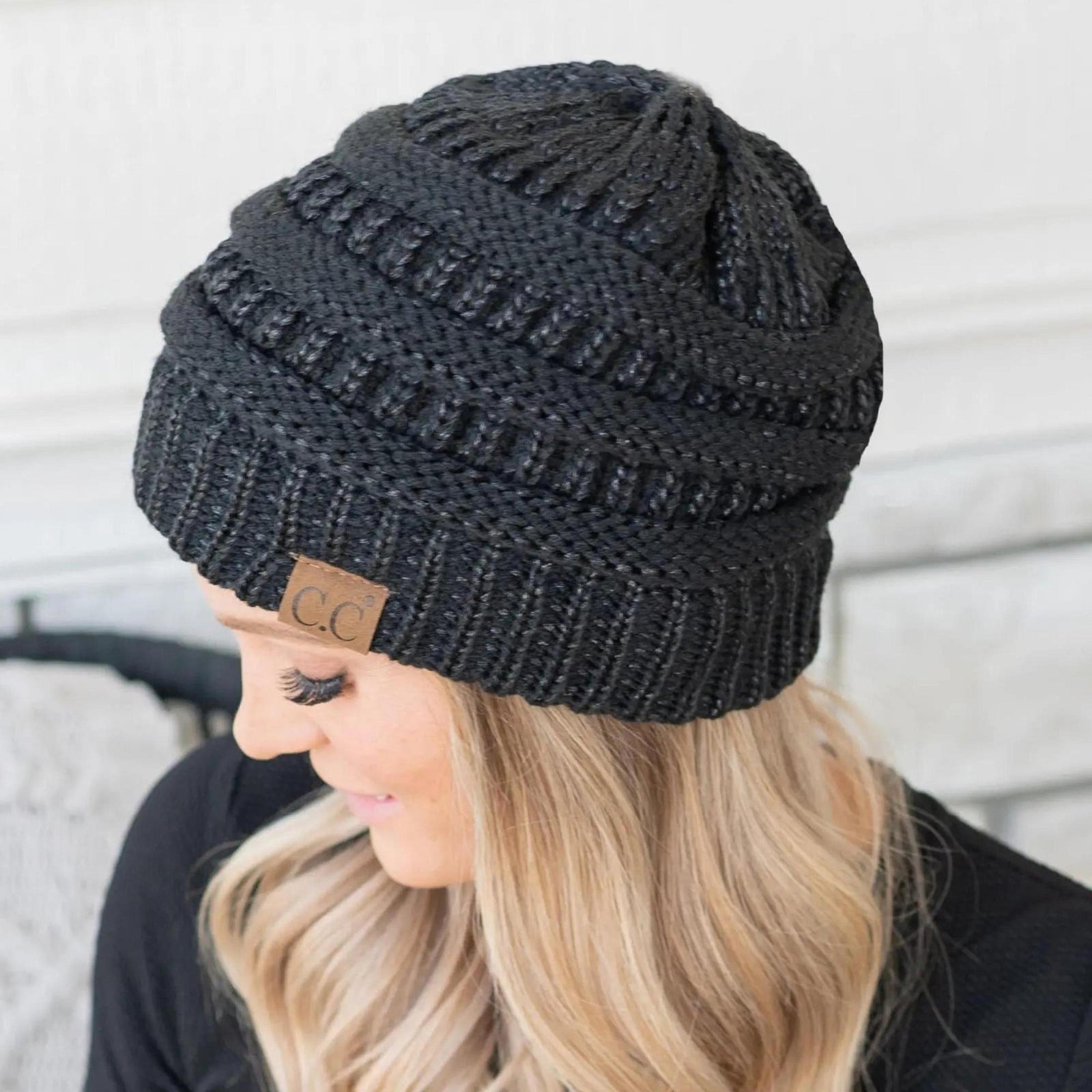 C.C® Metallic Cable - Knit Beanie - Unisex Shimmer Winter Hat, Soft Acrylic, One Size - Truly Contagious