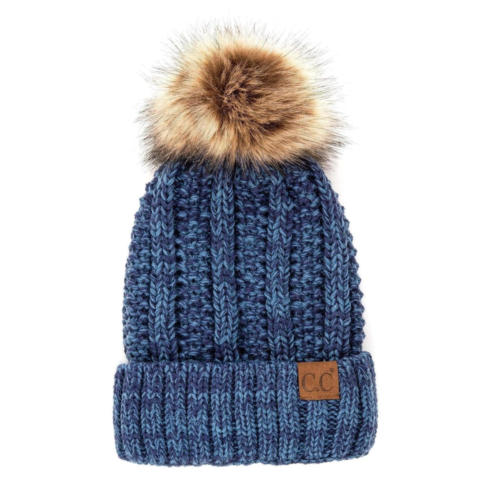 CC Multi - Color Faux Fur Pom Beanie - Truly Contagious