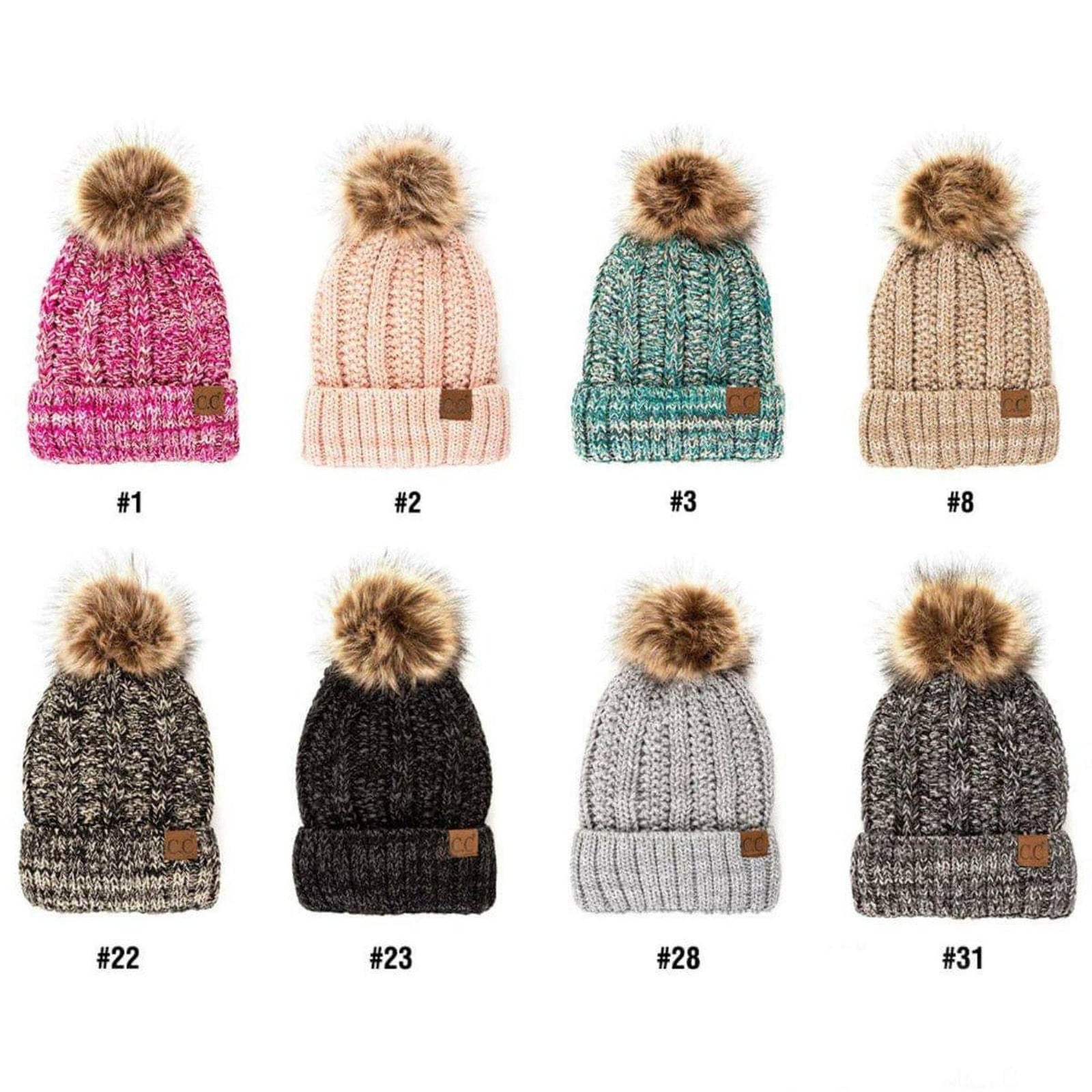 CC Multi - Color Faux Fur Pom Beanie - Truly Contagious