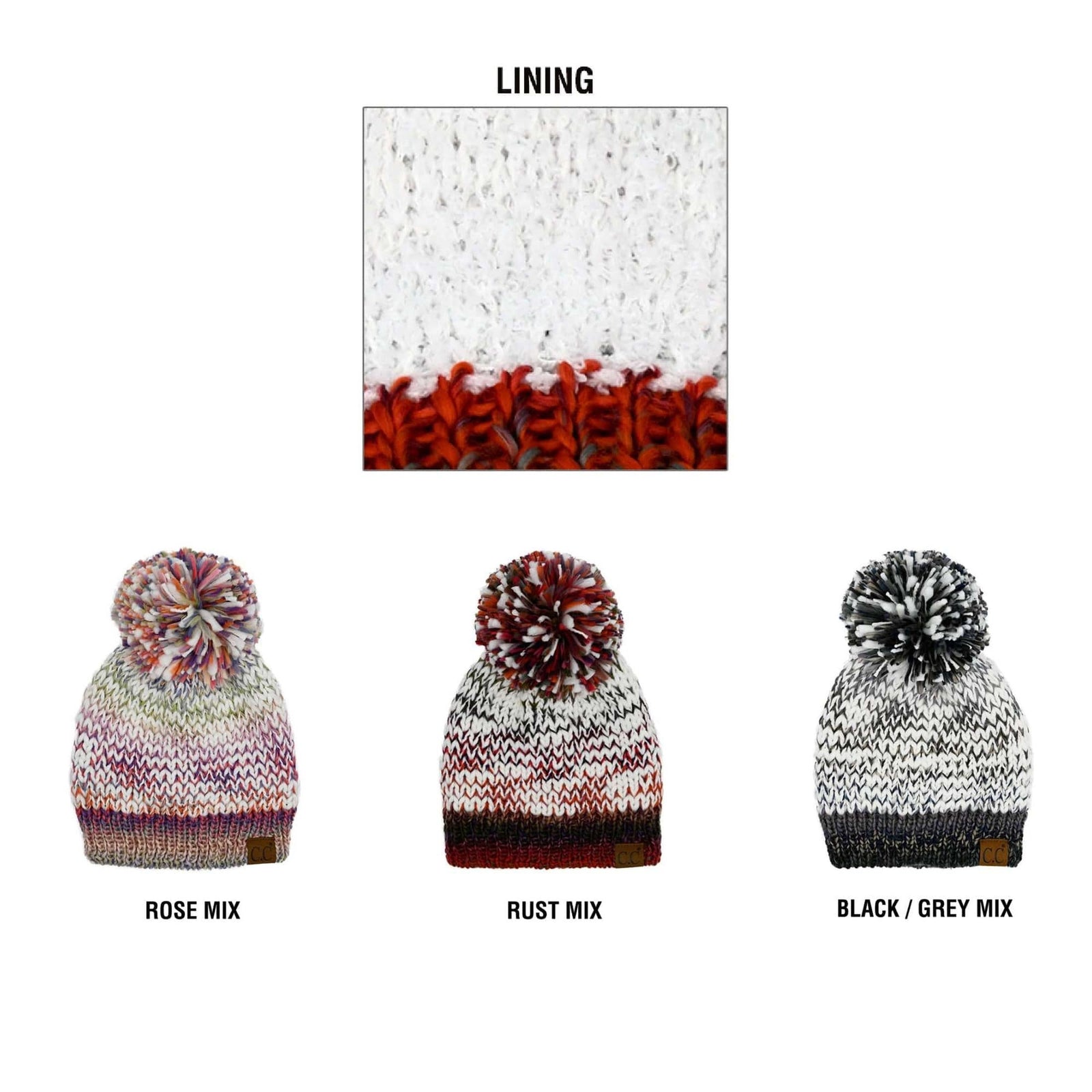 CC Multi - Color Yarn Beanie with Pom - Truly Contagious