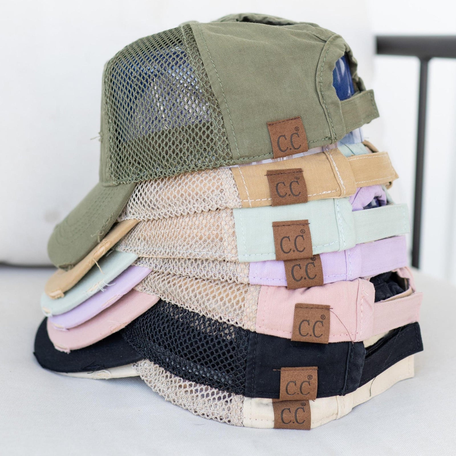 CC Solid Cotton Athleisure Messy Bun Pony Cap Women, Teens and Kids Athletic Hats - Truly Contagious